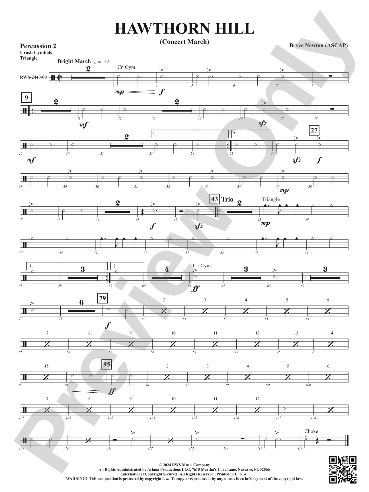 Hawthorn Hill - (Concert March): 2nd Percussion