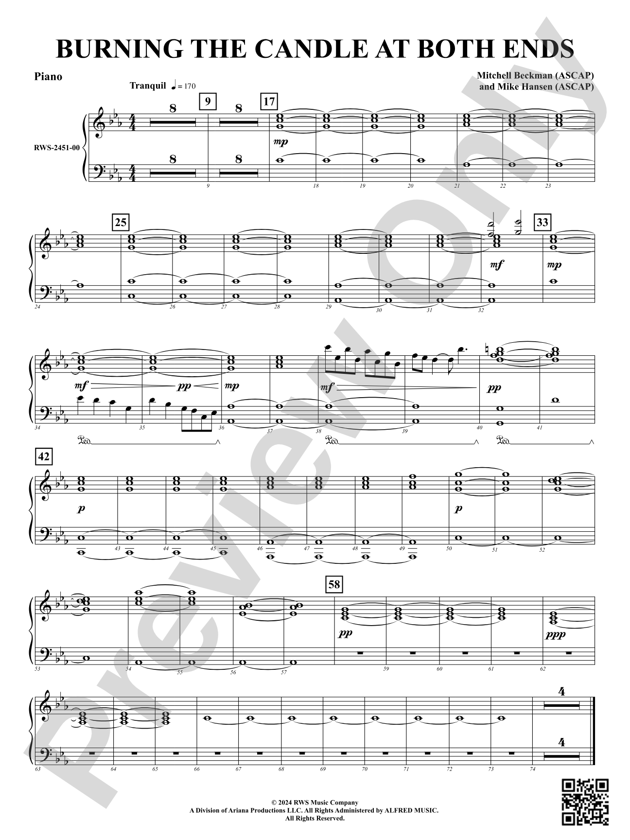 Burning The Candle At Both Ends: Piano Accompaniment