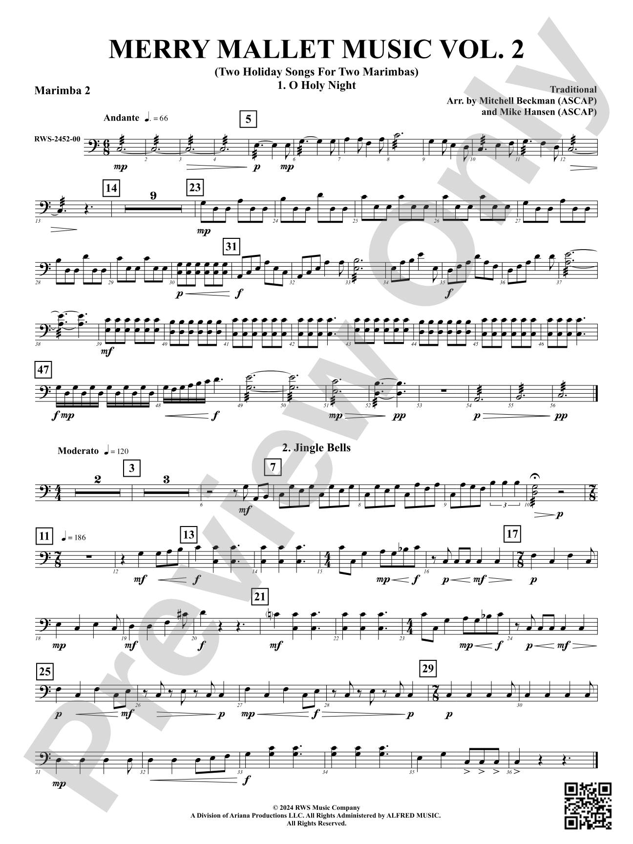 Merry Mallet Music Vol. 2 (Two Holiday Songs For Two Marimbas): 2nd Mallet Percussion