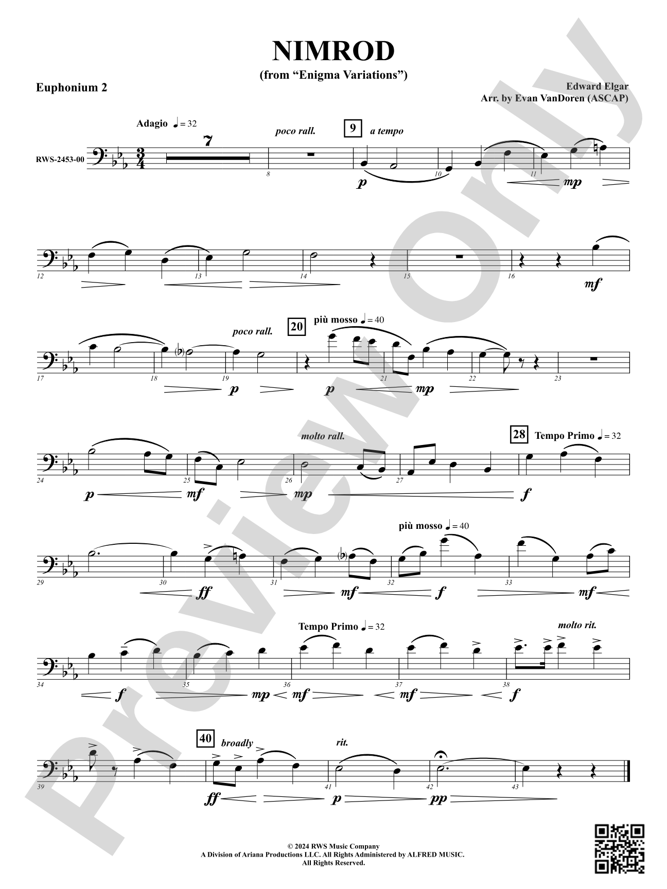 Nimrod (from "Enigma Variations"): 2nd Baritone B.C.