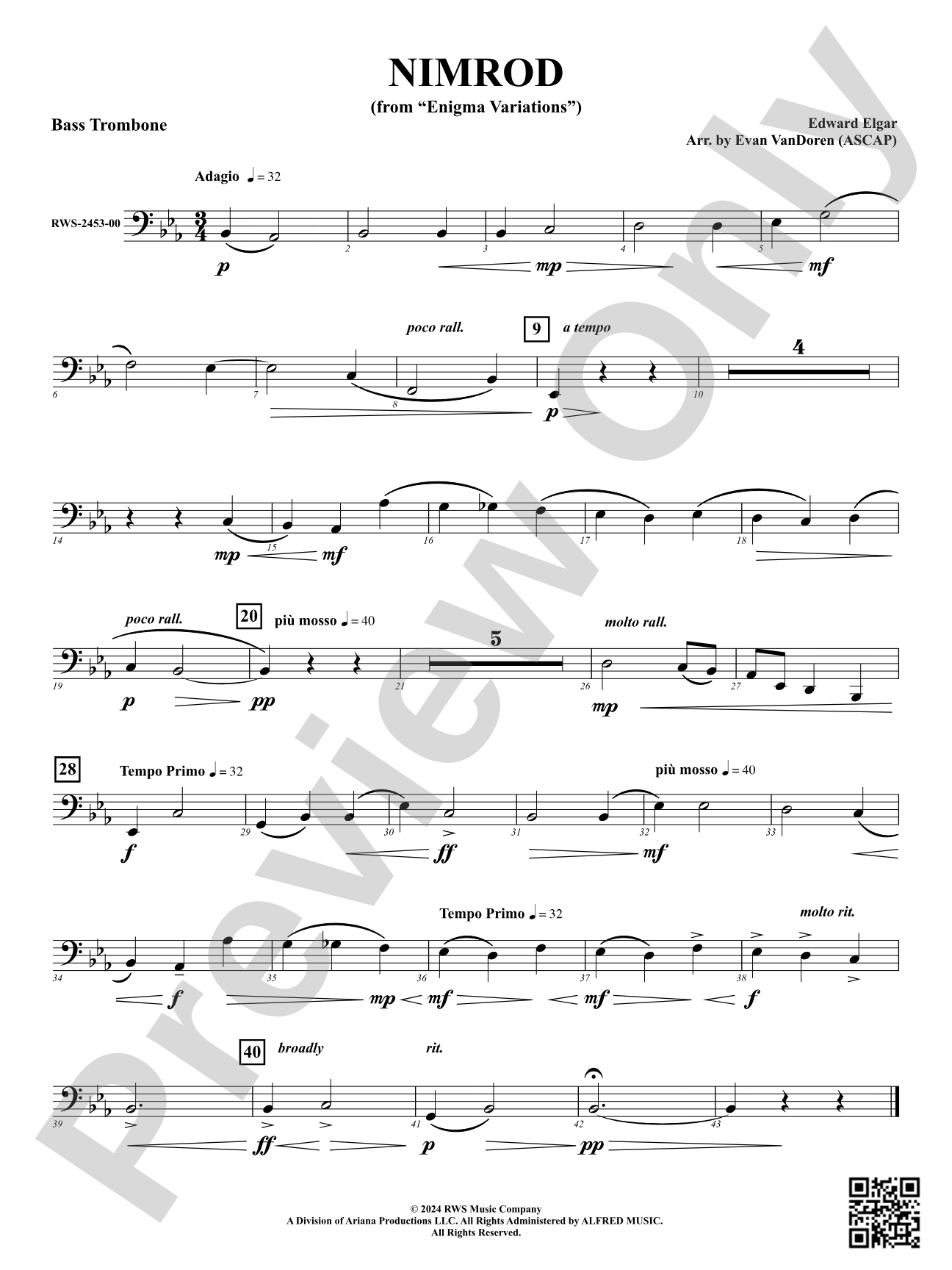Nimrod (from "Enigma Variations"): Bass Trombone
