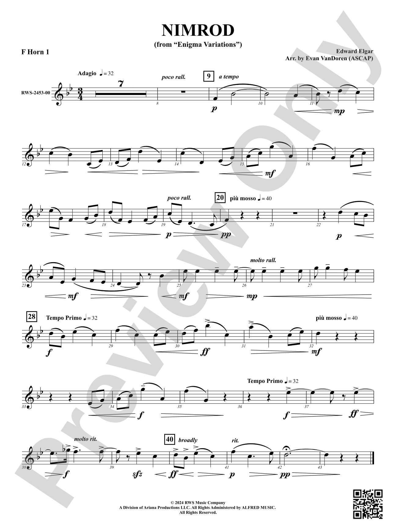 Nimrod (from "Enigma Variations"): 1st F Horn