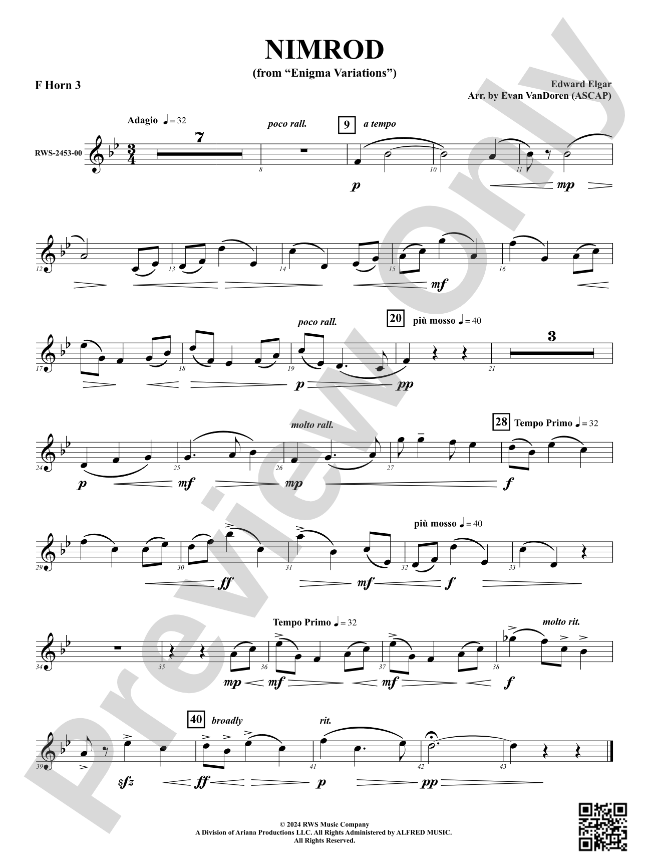 Nimrod (from "Enigma Variations"): 3rd F Horn