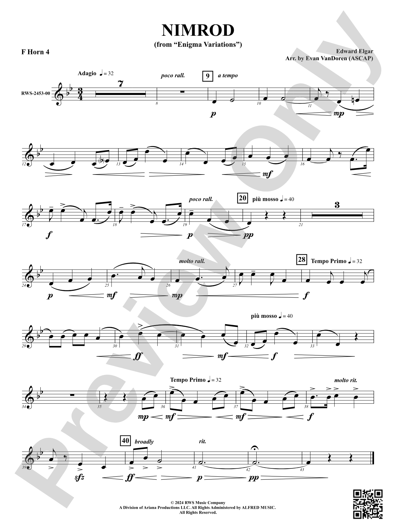Nimrod (from "Enigma Variations"): 4th F Horn