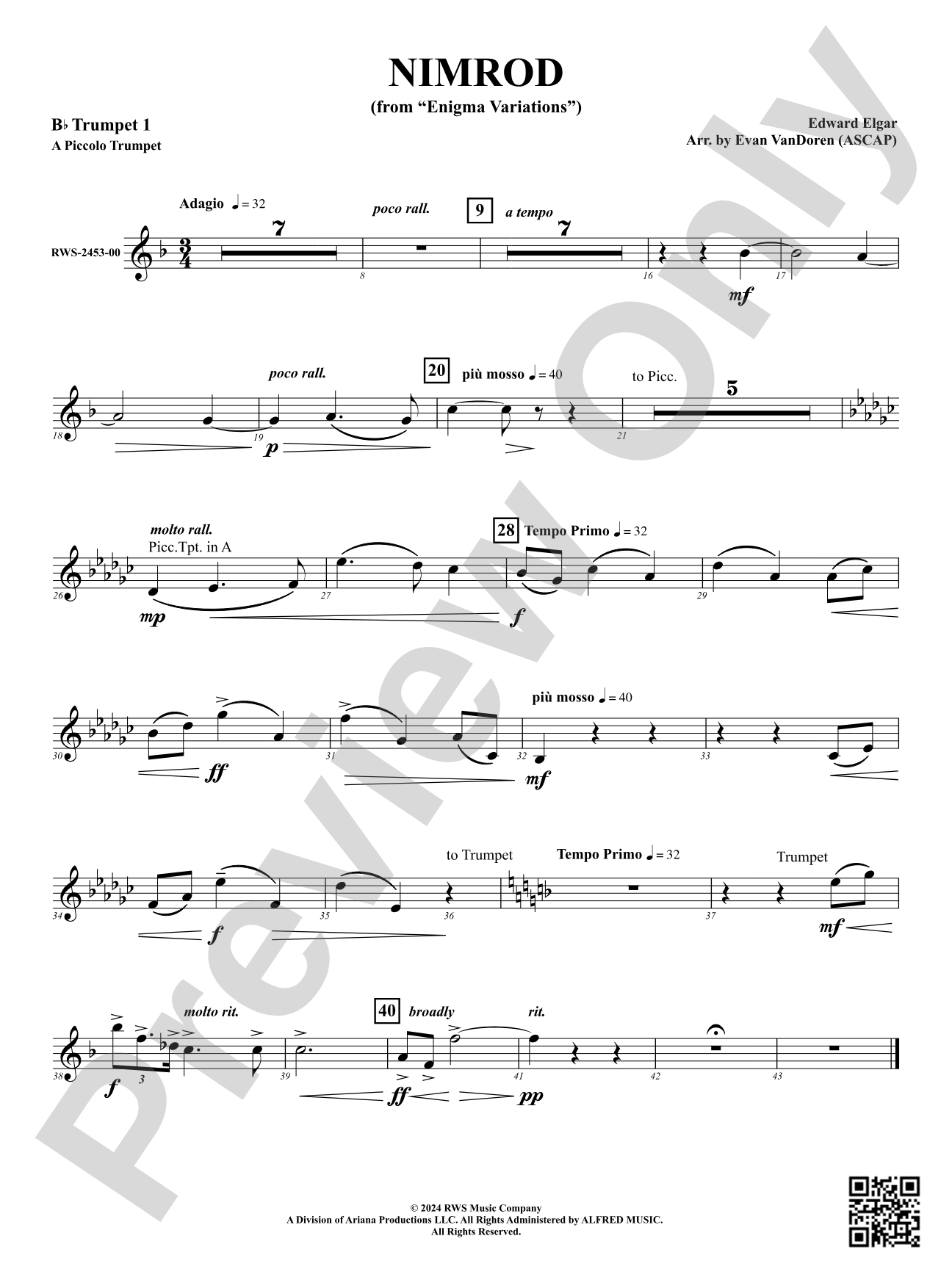 Nimrod (from "Enigma Variations"): 1st B-flat Trumpet