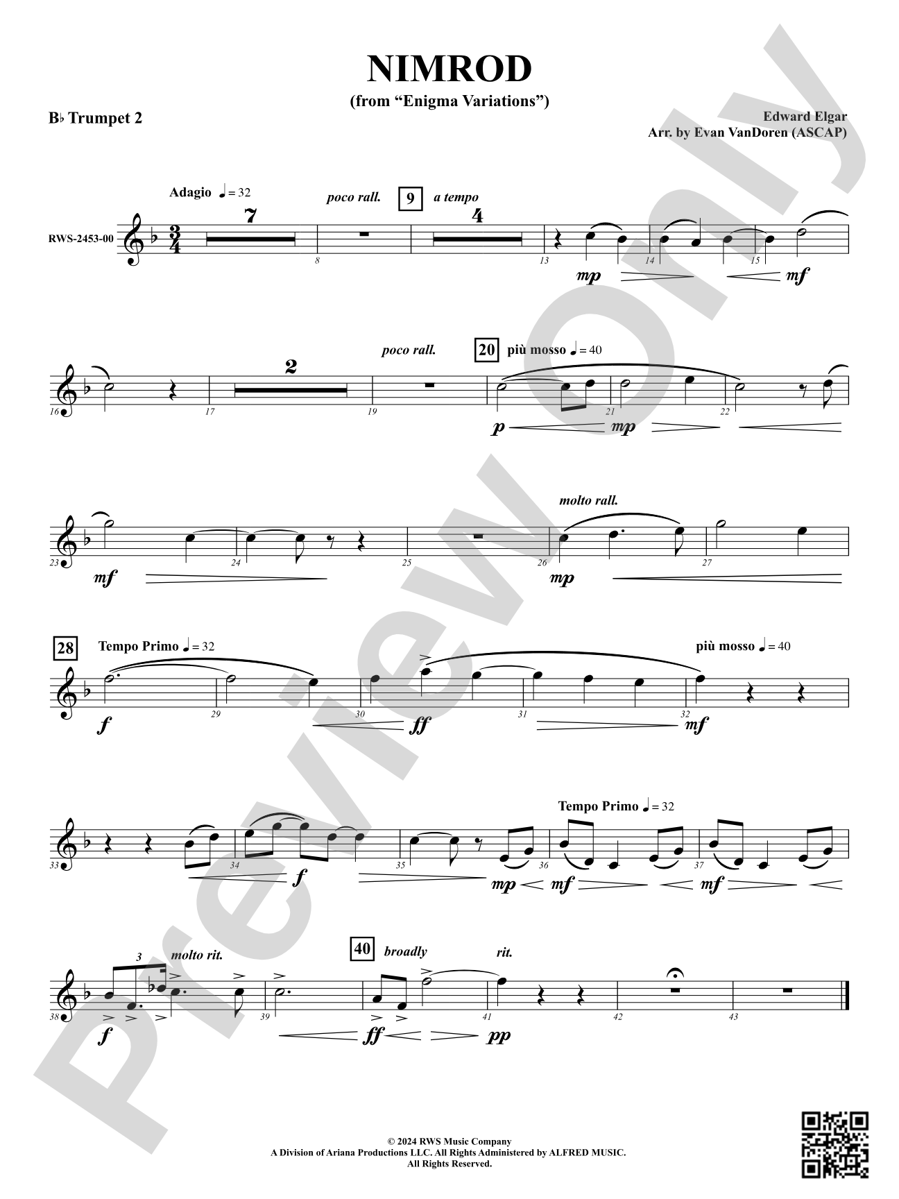 Nimrod (from "Enigma Variations"): 2nd B-flat Trumpet