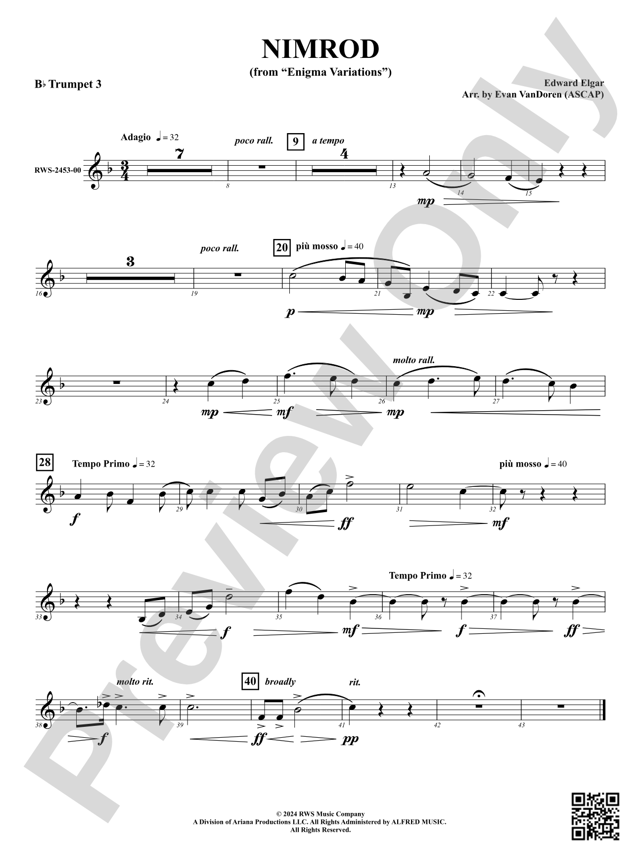 Nimrod (from "Enigma Variations"): 3rd B-flat Trumpet