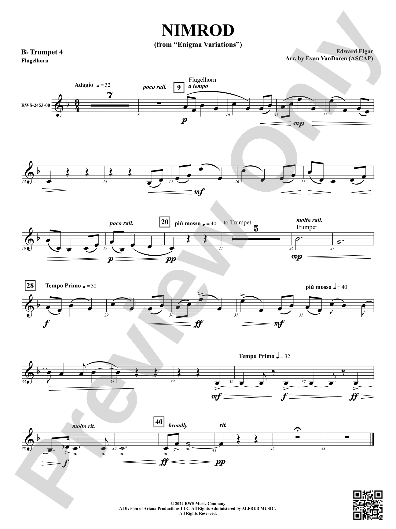 Nimrod (from "Enigma Variations"): 4th B-flat Trumpet