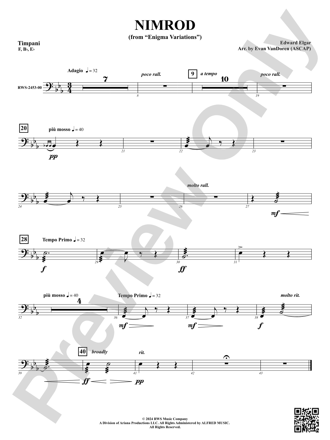 Nimrod (from "Enigma Variations"): Timpani