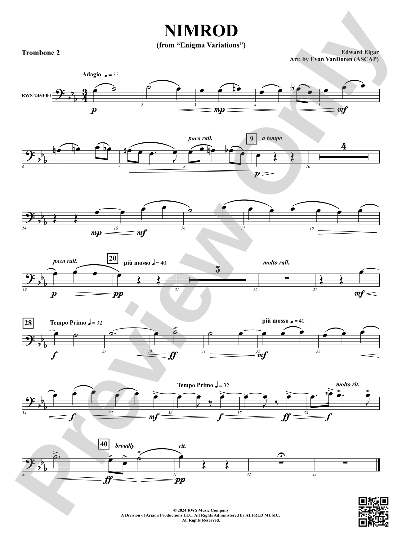 Nimrod (from "Enigma Variations"): 2nd Trombone