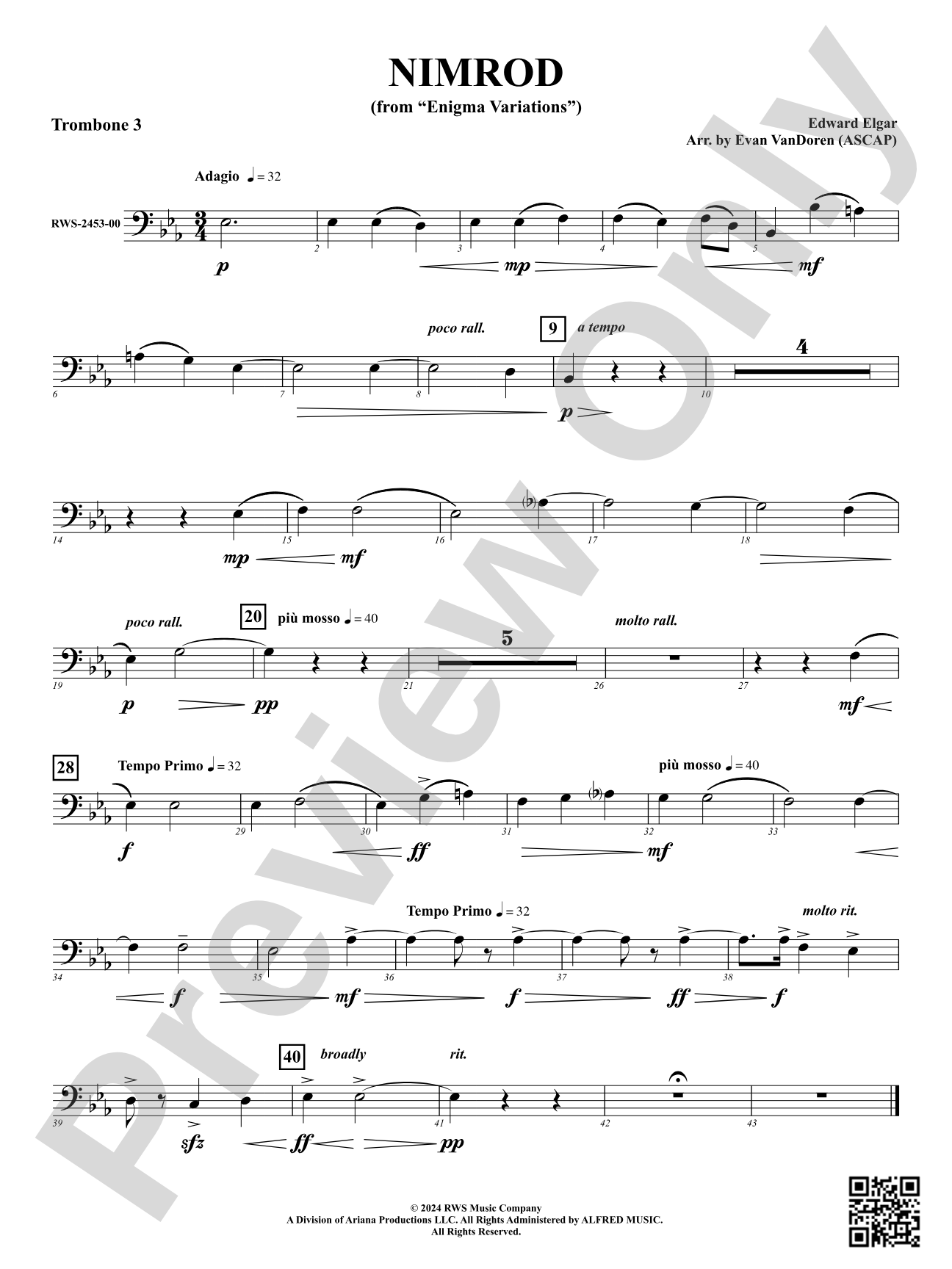 Nimrod (from "Enigma Variations"): 3rd Trombone