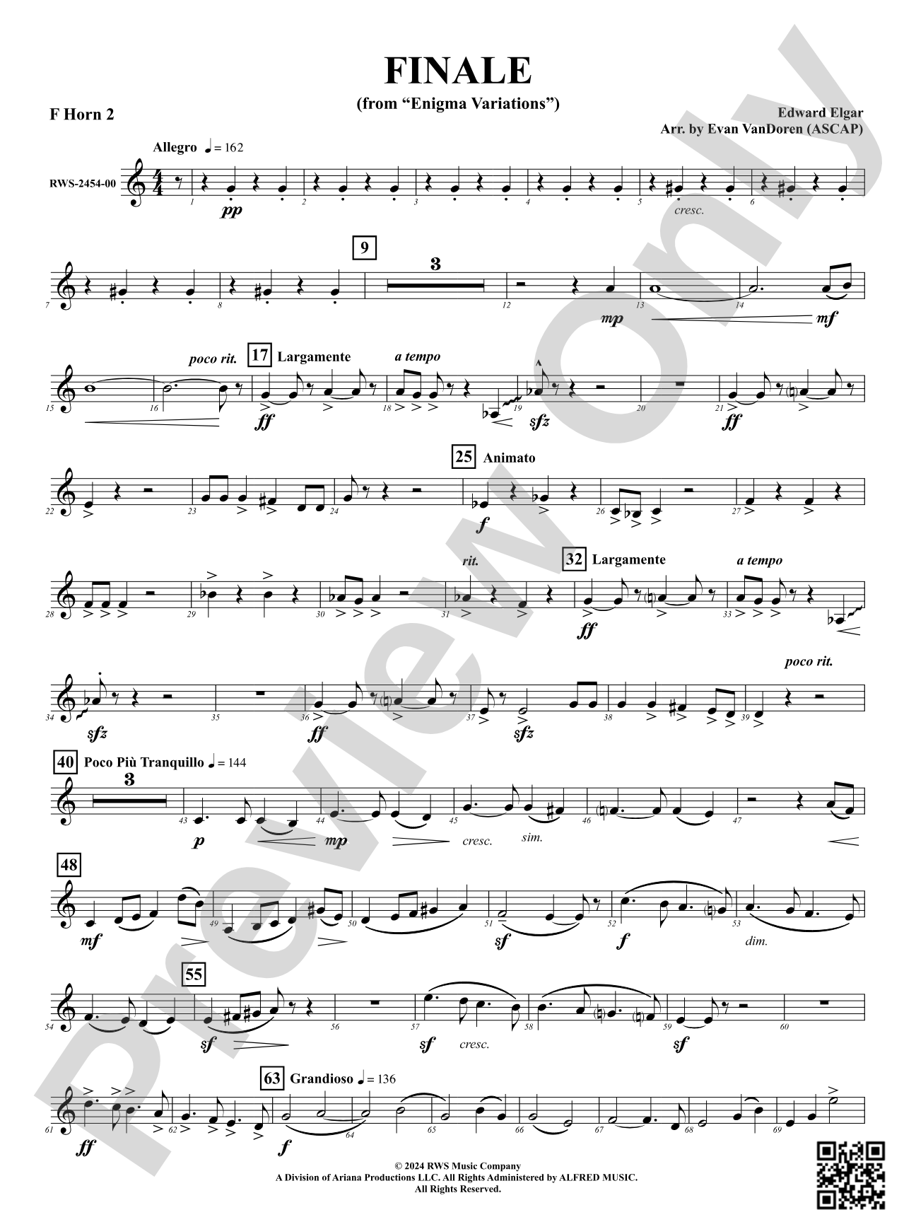 Finale (from "Enigma Variations"): 2nd F Horn