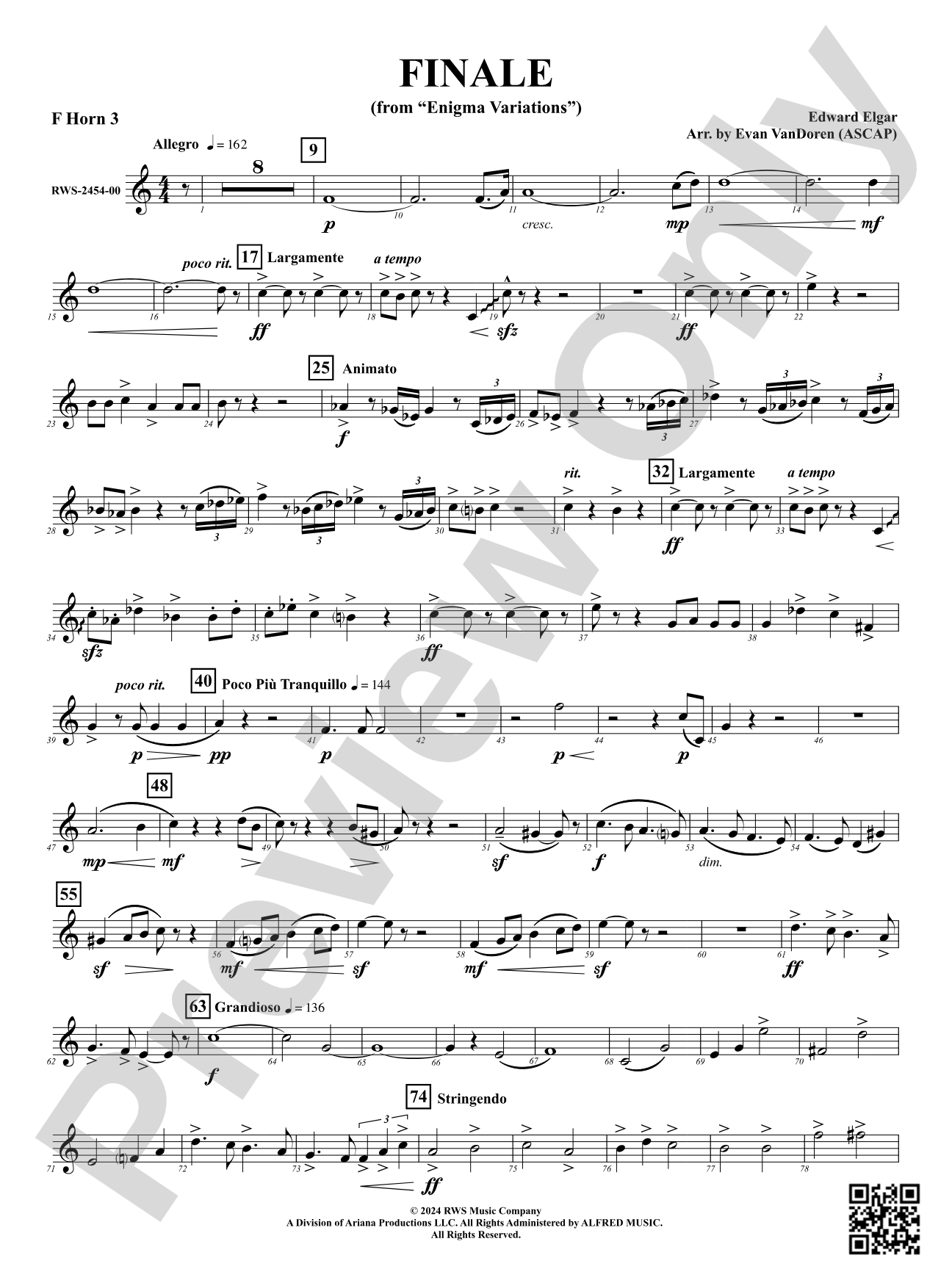 Finale (from "Enigma Variations"): 3rd F Horn