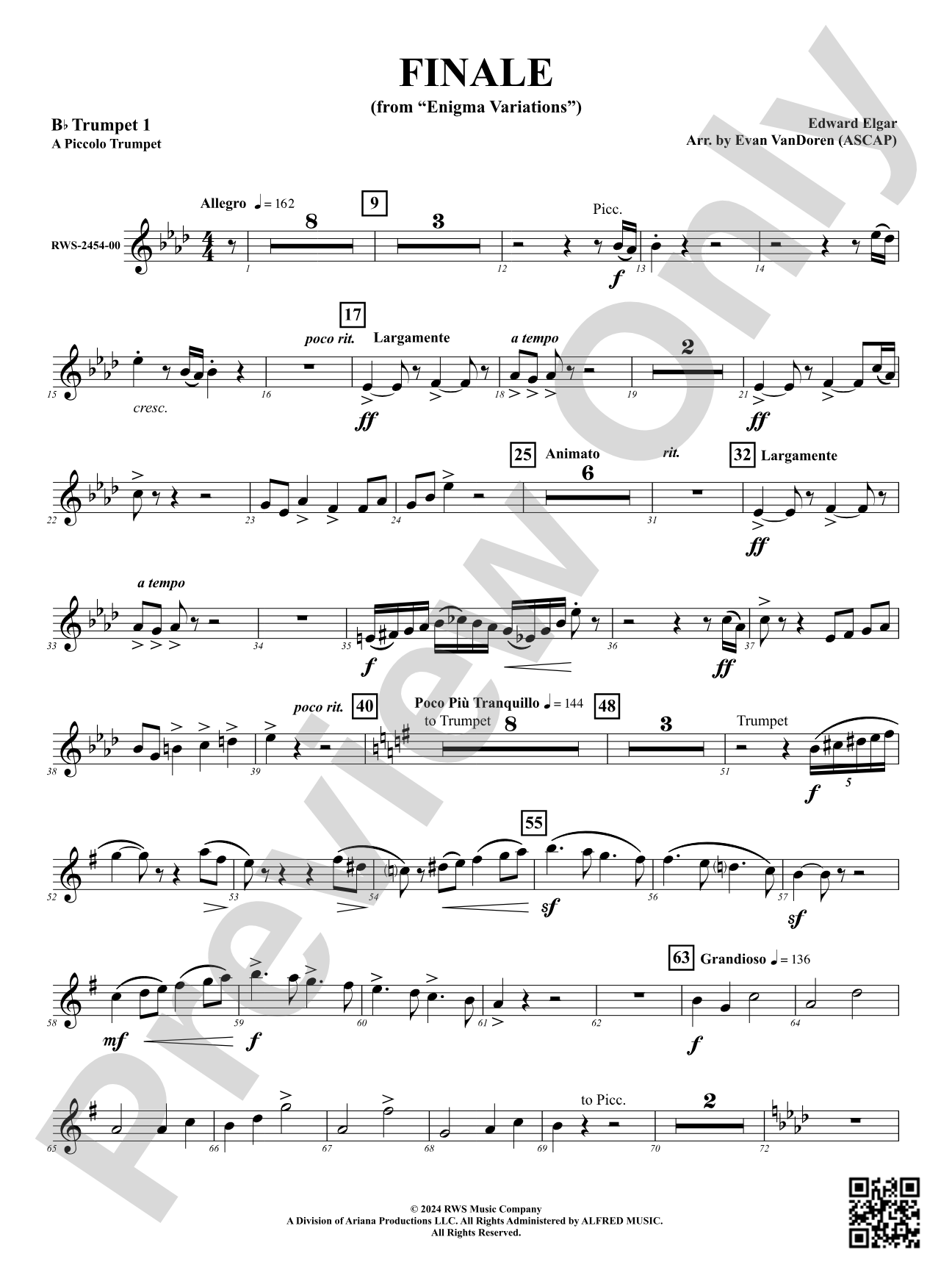Finale (from "Enigma Variations"): 1st B-flat Trumpet