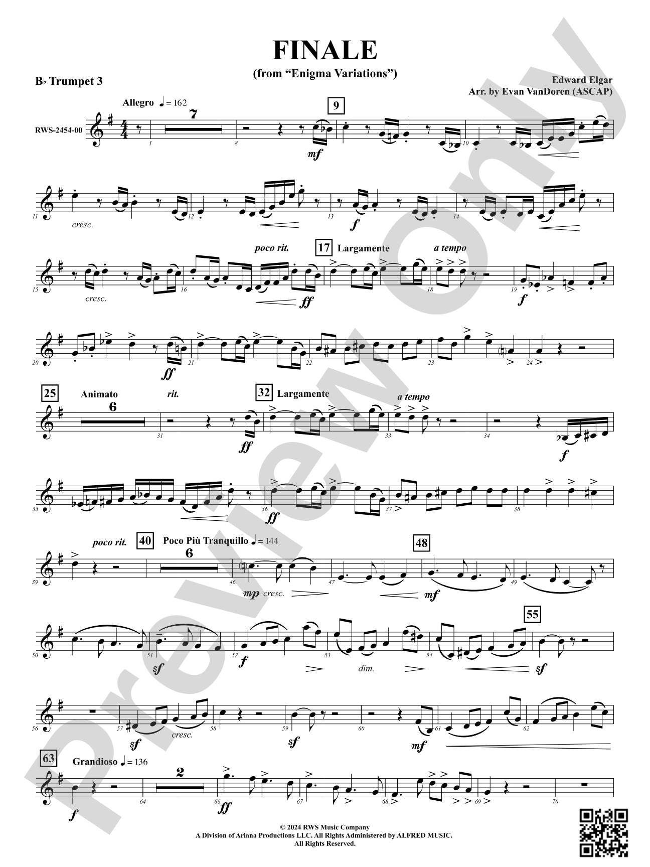 Finale (from "Enigma Variations"): 3rd B-flat Trumpet