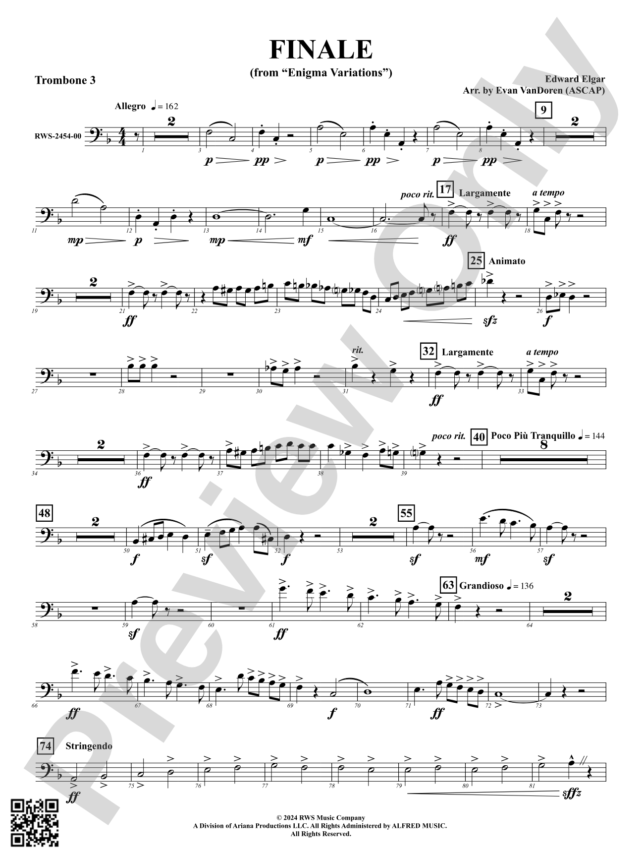 Finale (from "Enigma Variations"): 3rd Trombone