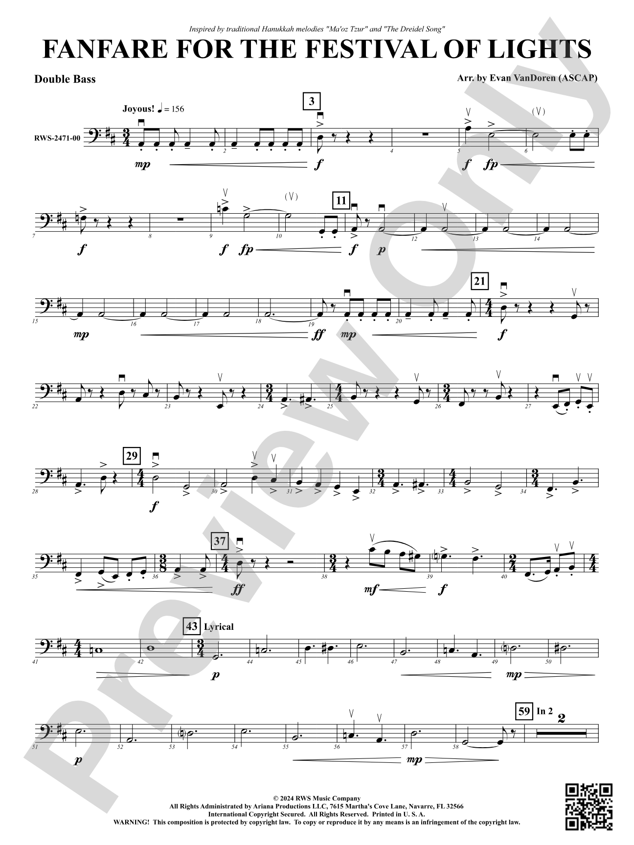 Fanfare For The Festival Of Lights: String Bass