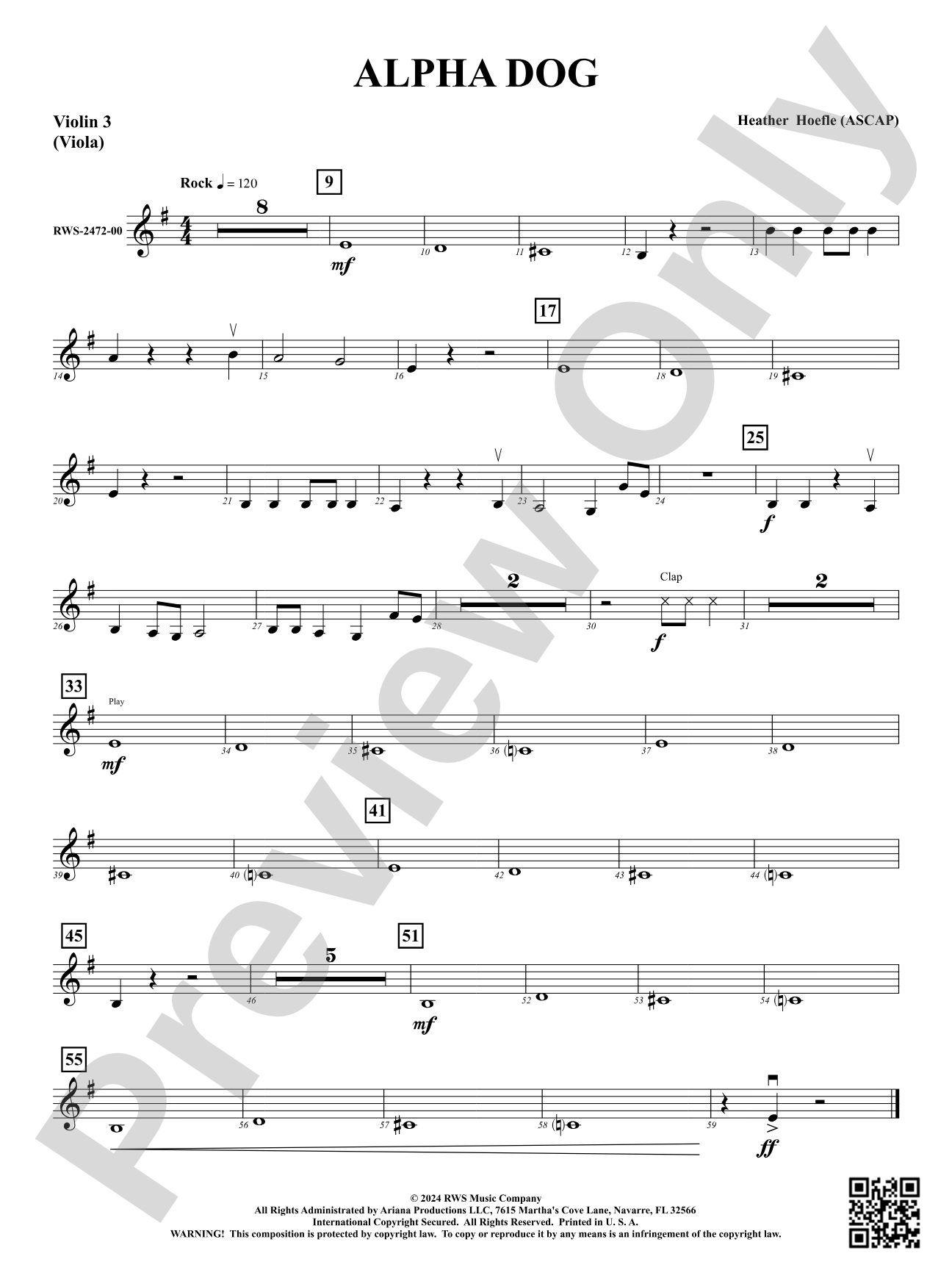 Alpha Dog: 3rd Violin (Viola [TC])