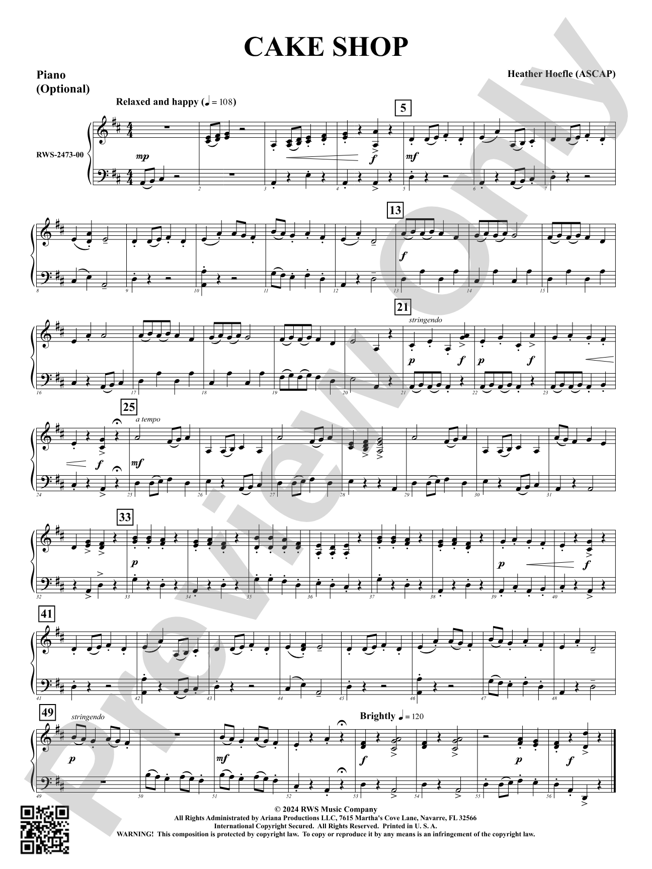 Cake Shop: Piano Accompaniment