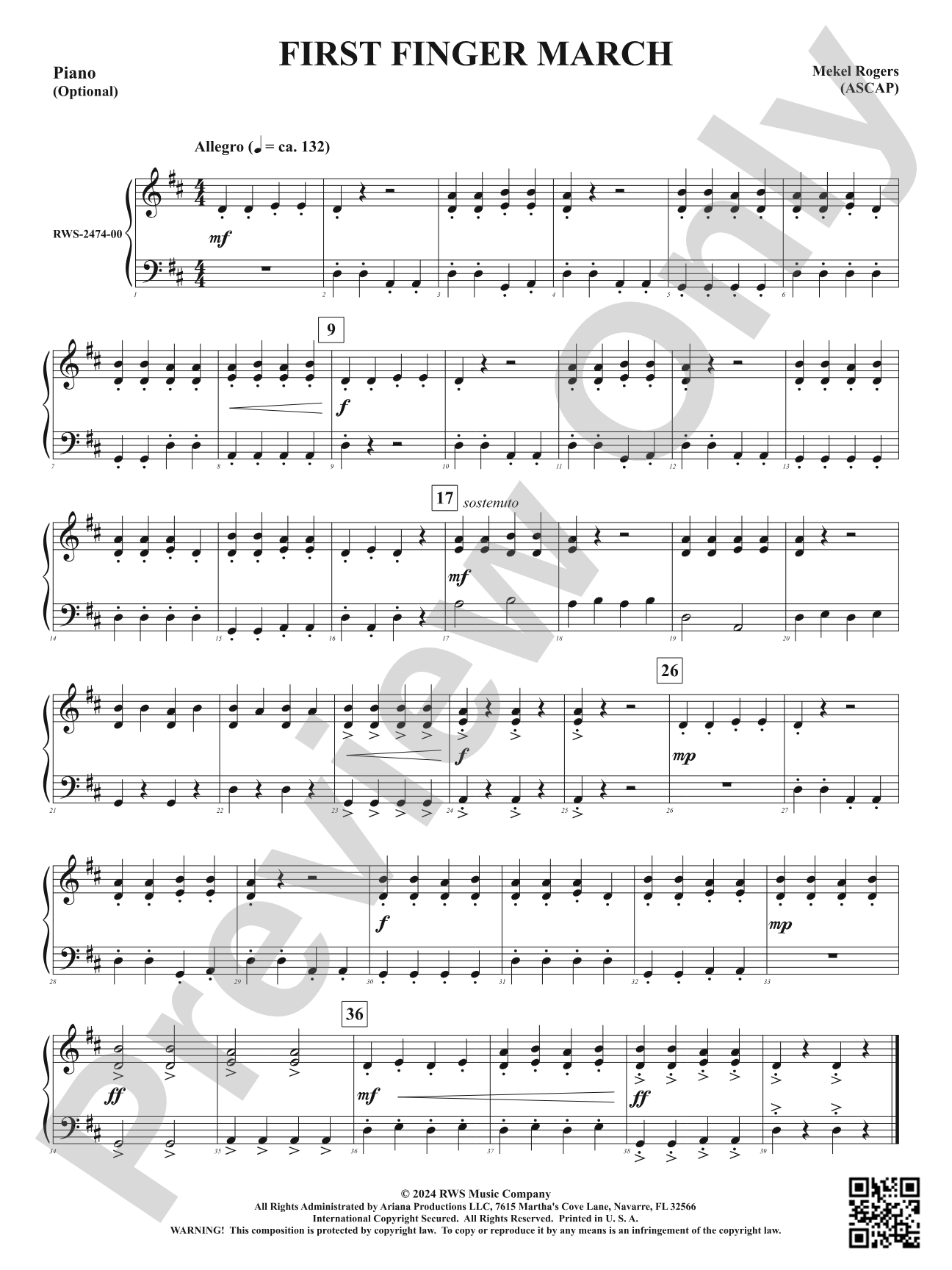 First Finger March: Piano Accompaniment