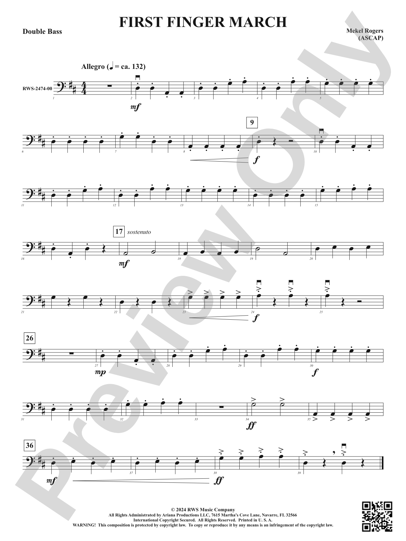 First Finger March: String Bass