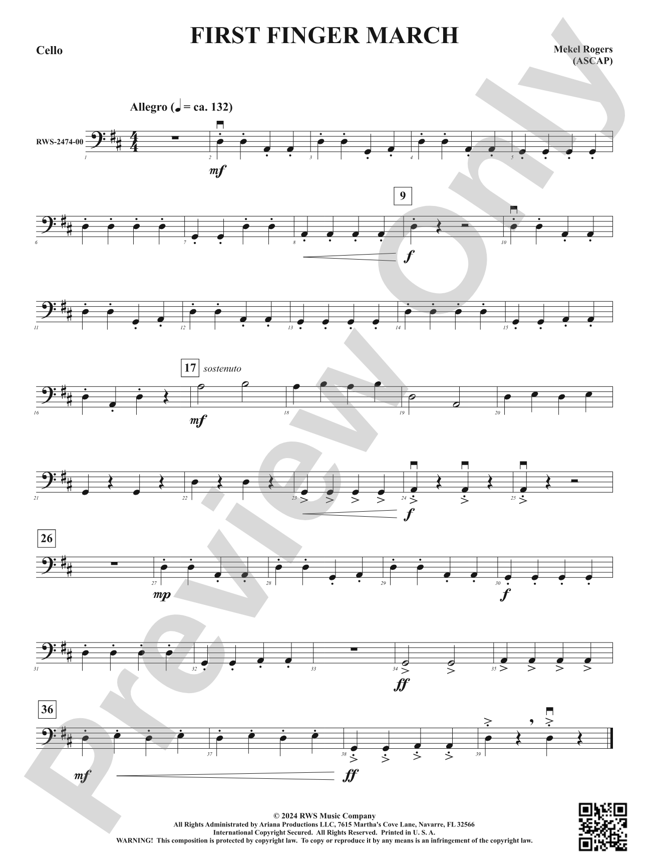 First Finger March: Cello