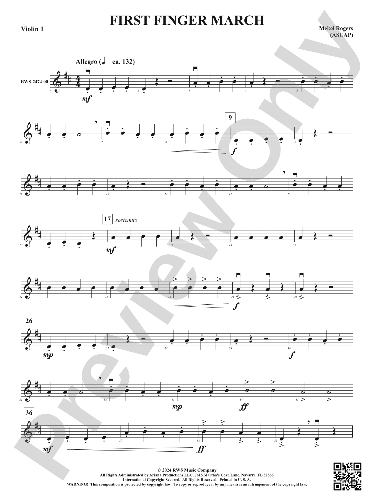 First Finger March: 1st Violin