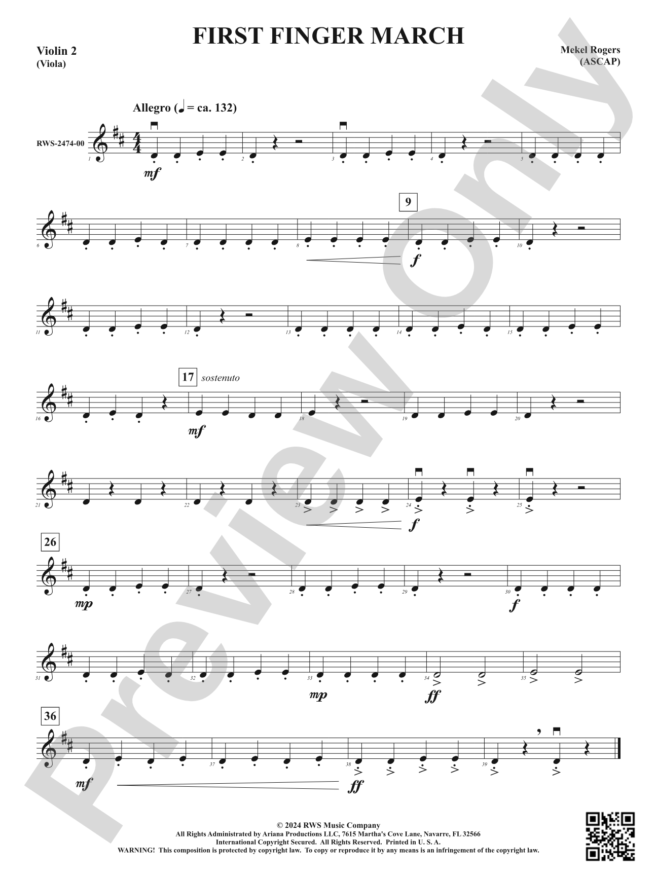 First Finger March: 2nd Violin