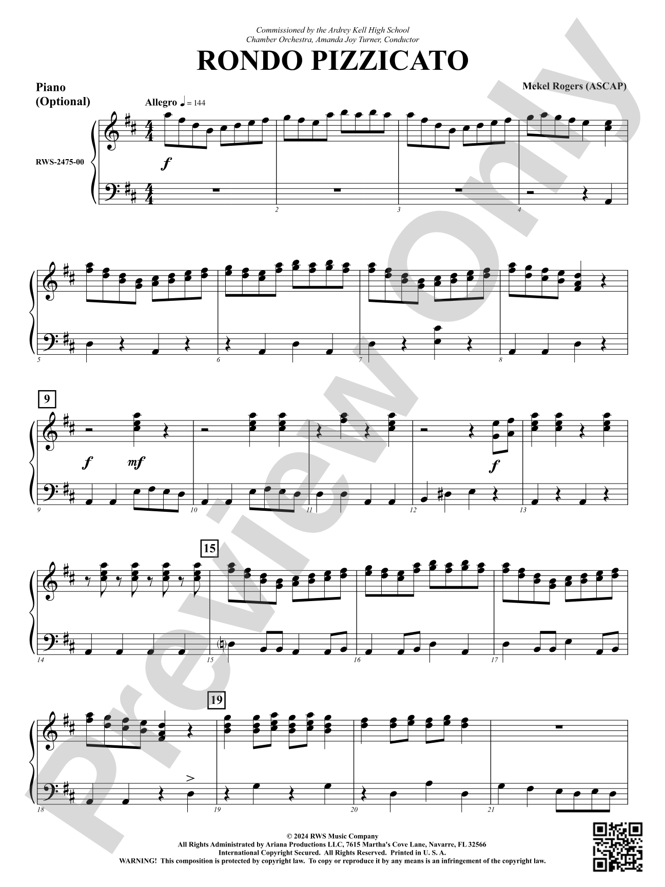 Rondo Pizzicato: Piano Accompaniment