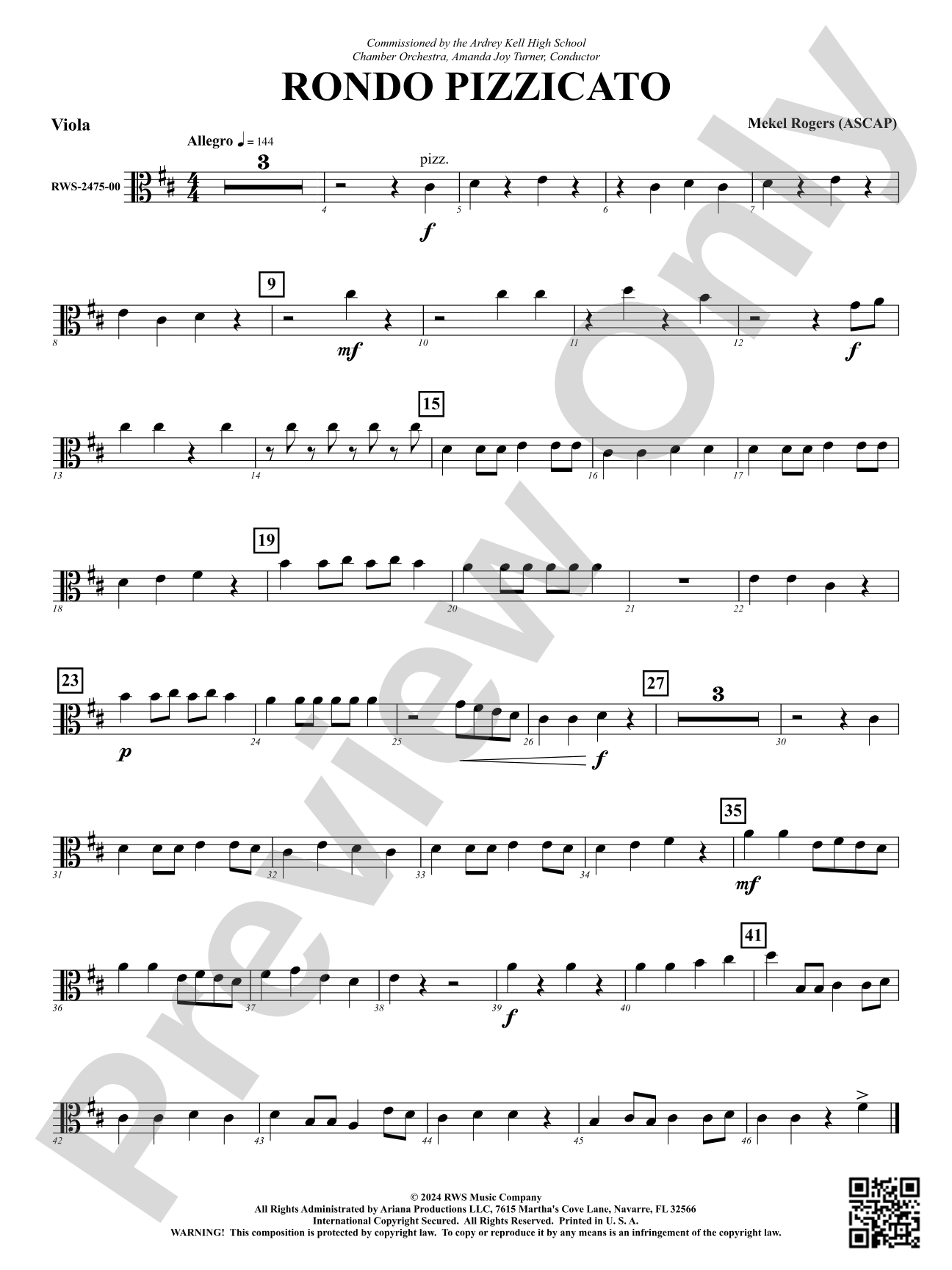 Rondo Pizzicato: Viola