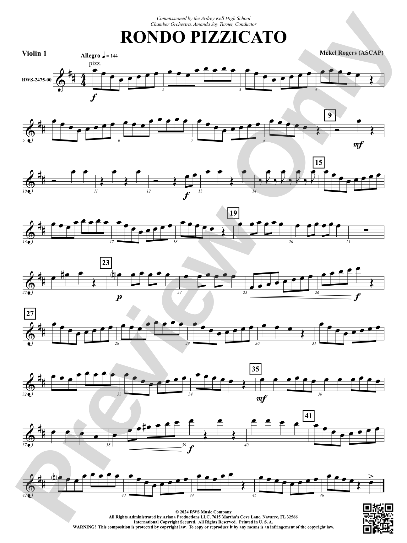 Rondo Pizzicato: 1st Violin