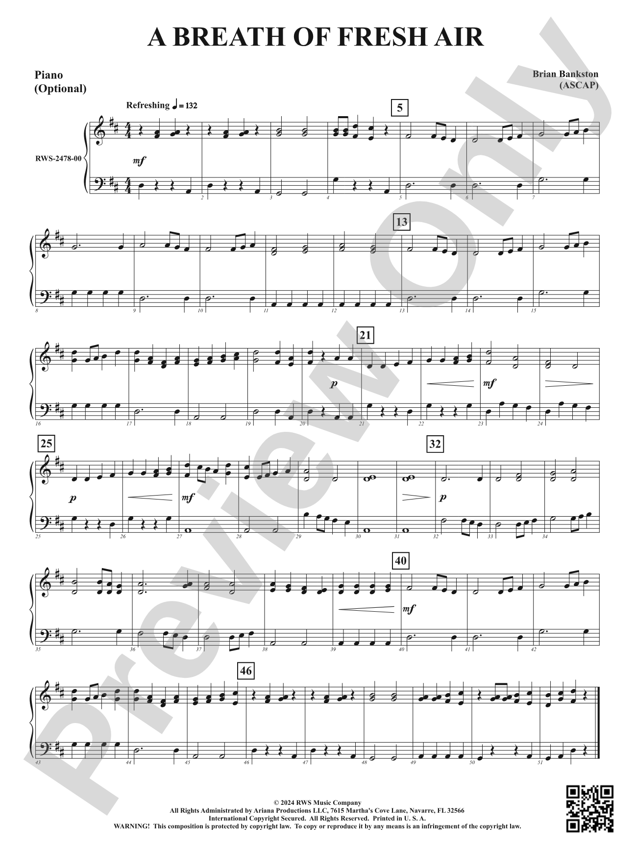 A Breath of Fresh Air: Piano Accompaniment