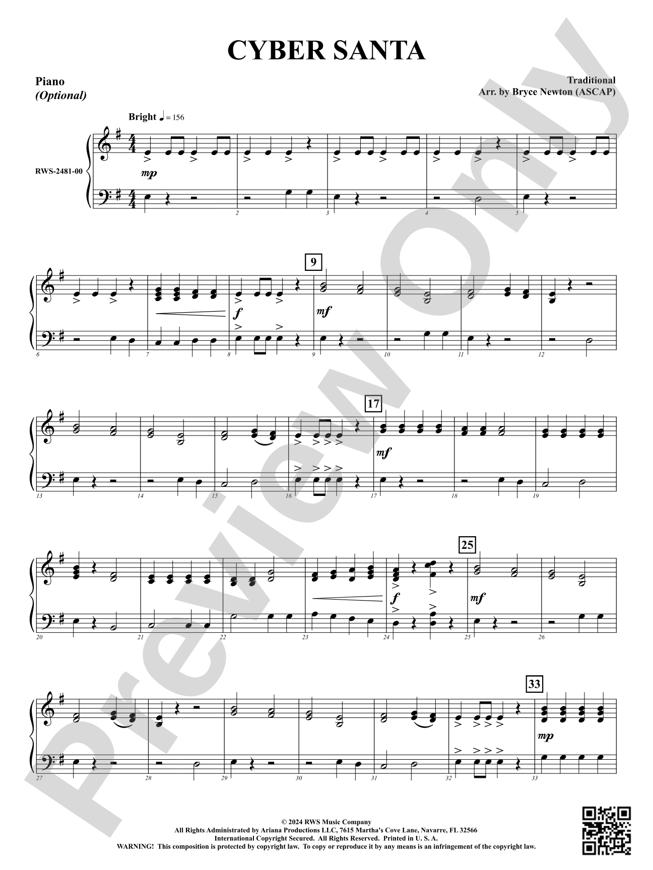 Cyber Santa: Piano Accompaniment