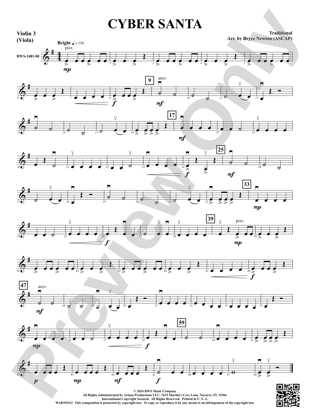 Cyber Santa: 3rd Violin (Viola [TC])