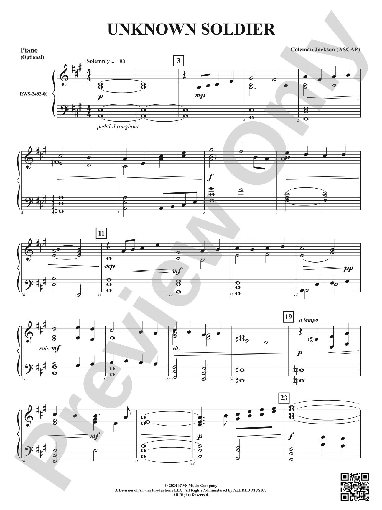 Unknown Soldier: Piano Accompaniment