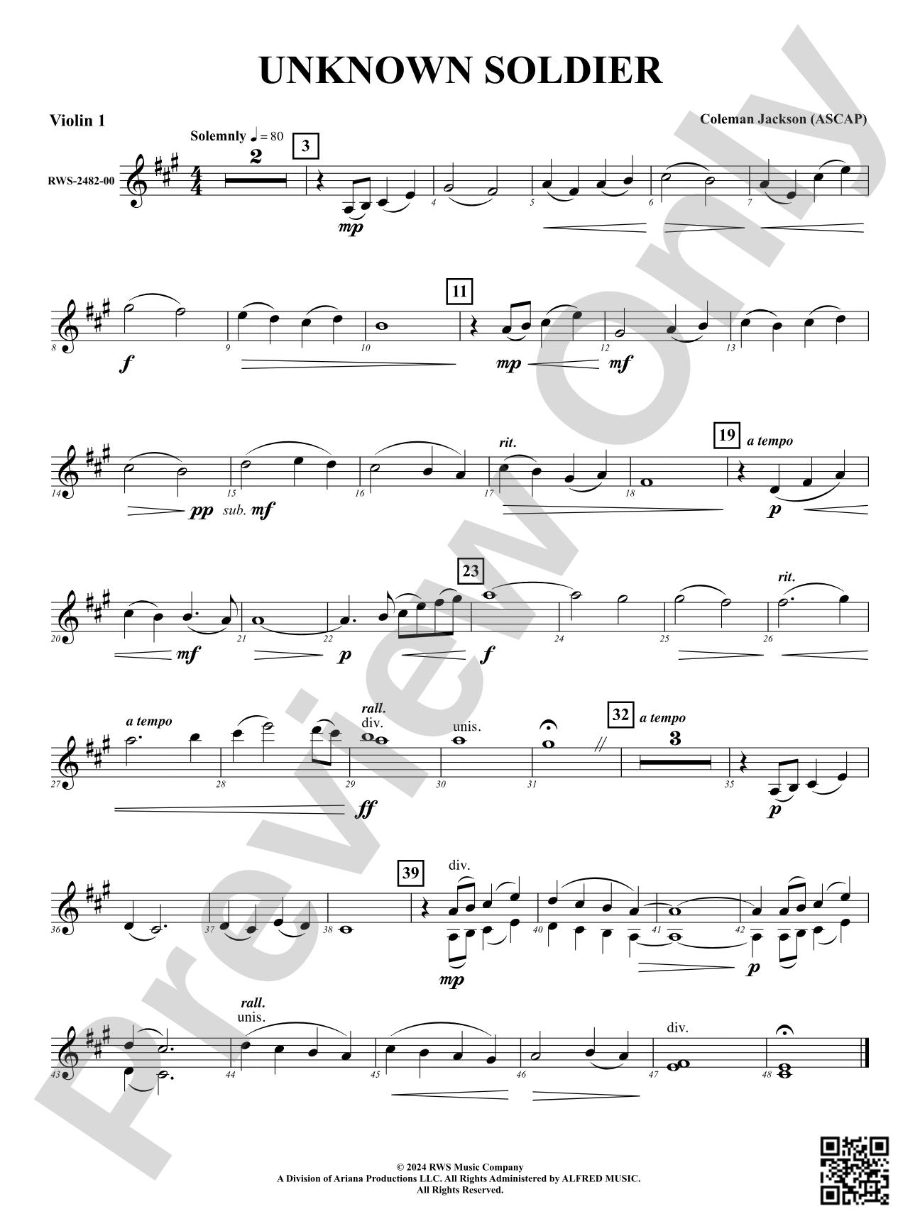Unknown Soldier: 1st Violin