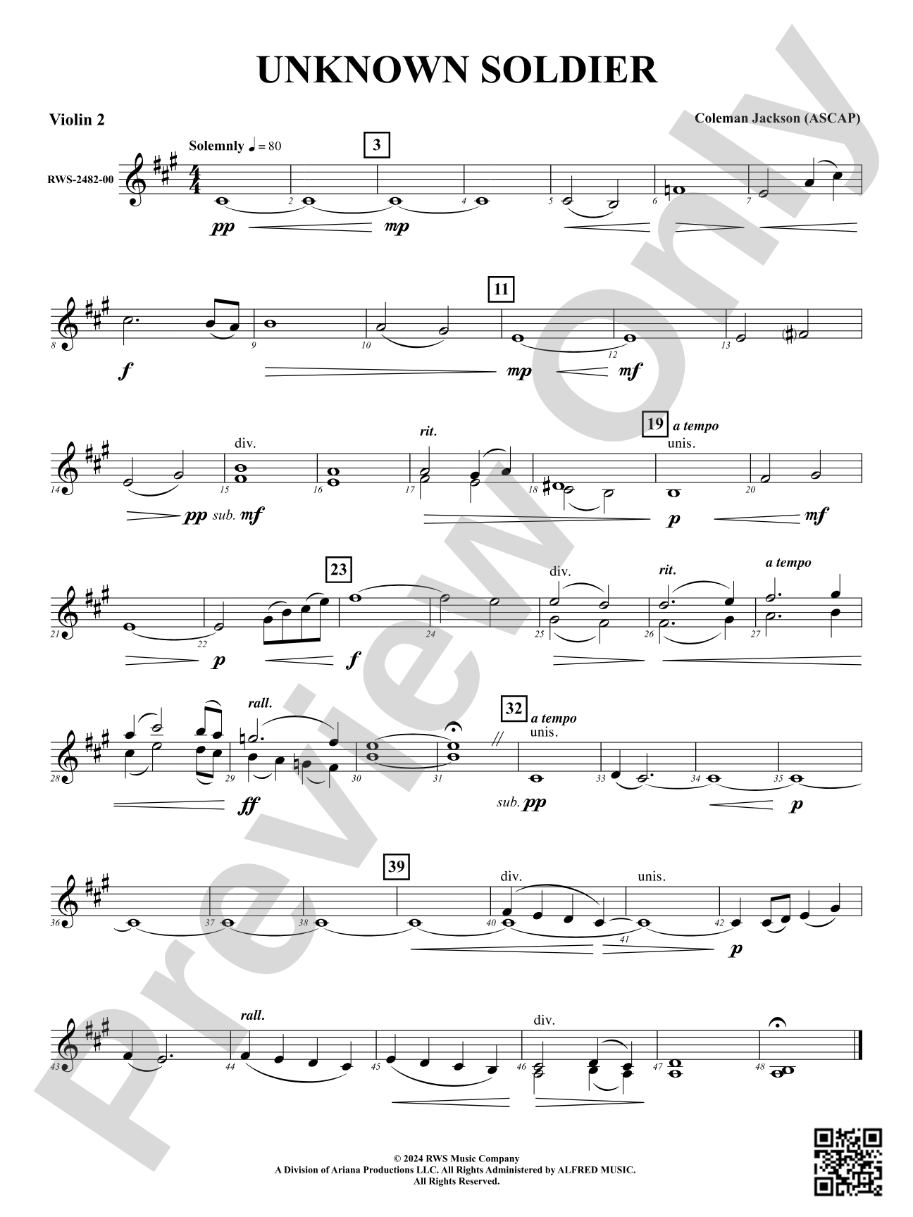 Unknown Soldier: 2nd Violin