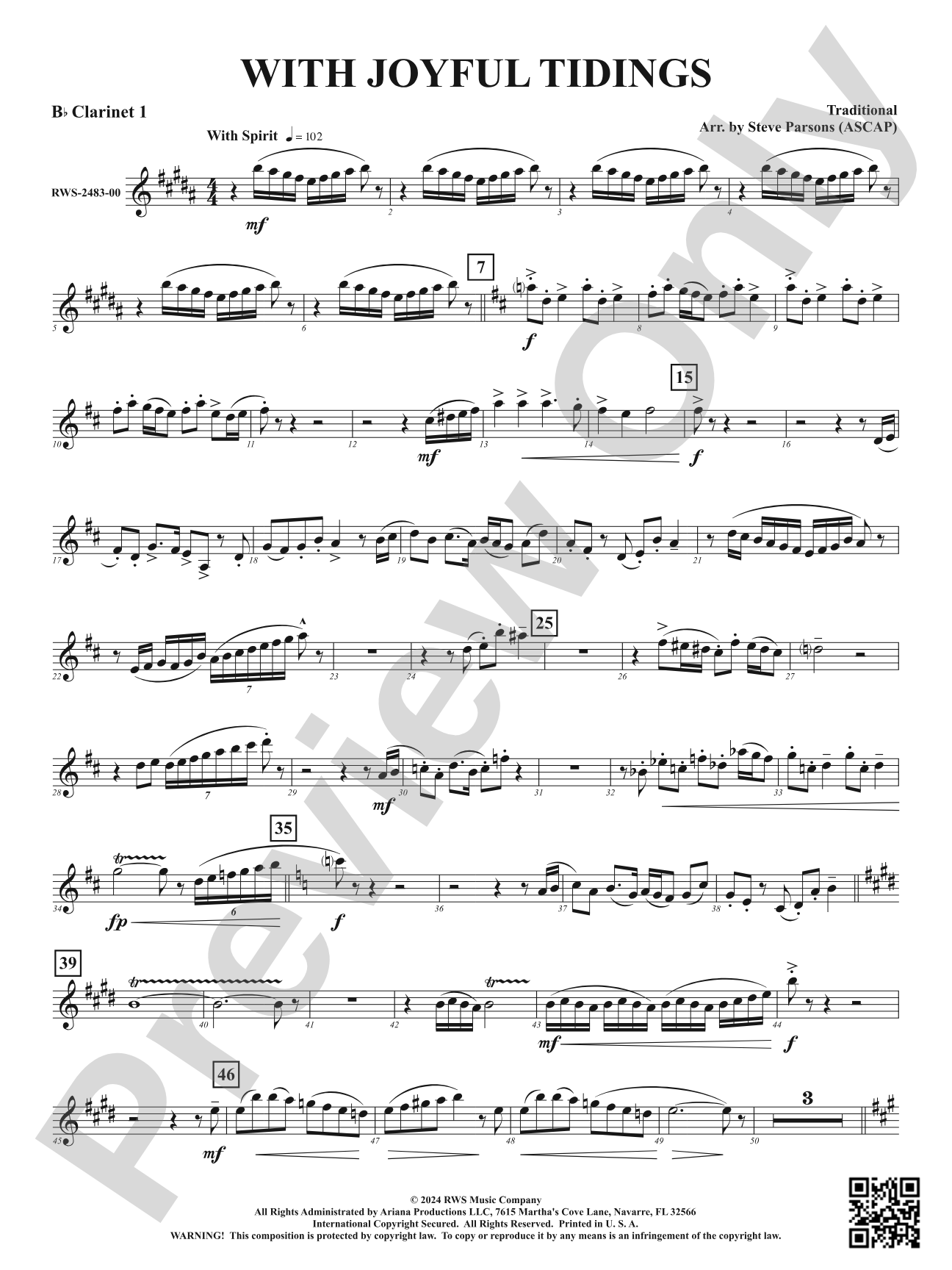 With Joyful Tidings: 1st B-flat Clarinet