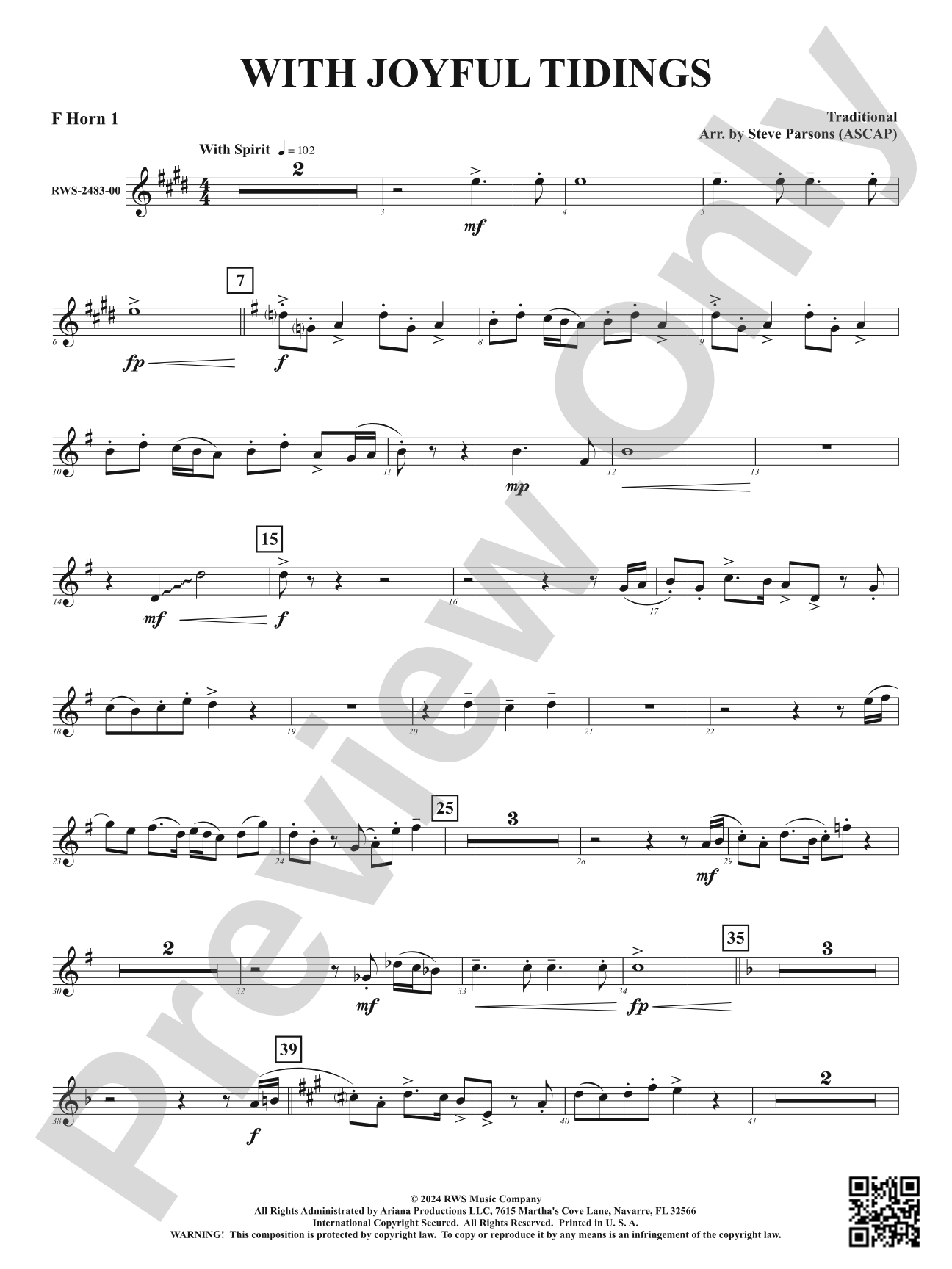 With Joyful Tidings: 1st F Horn