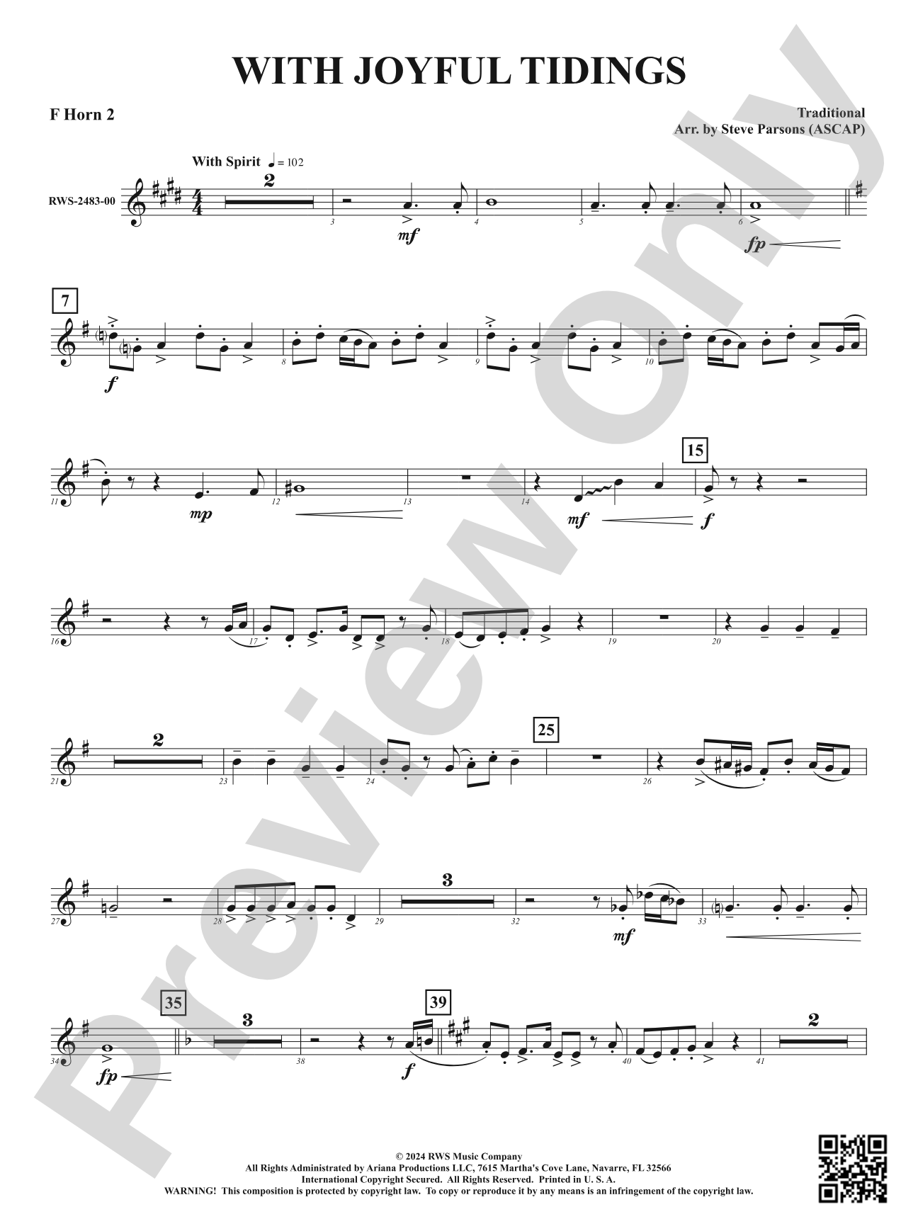 With Joyful Tidings: 2nd F Horn