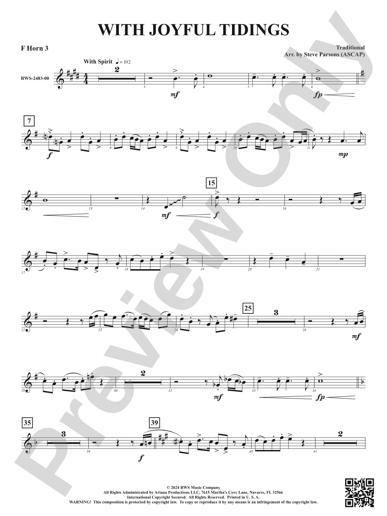 With Joyful Tidings: 3rd F Horn