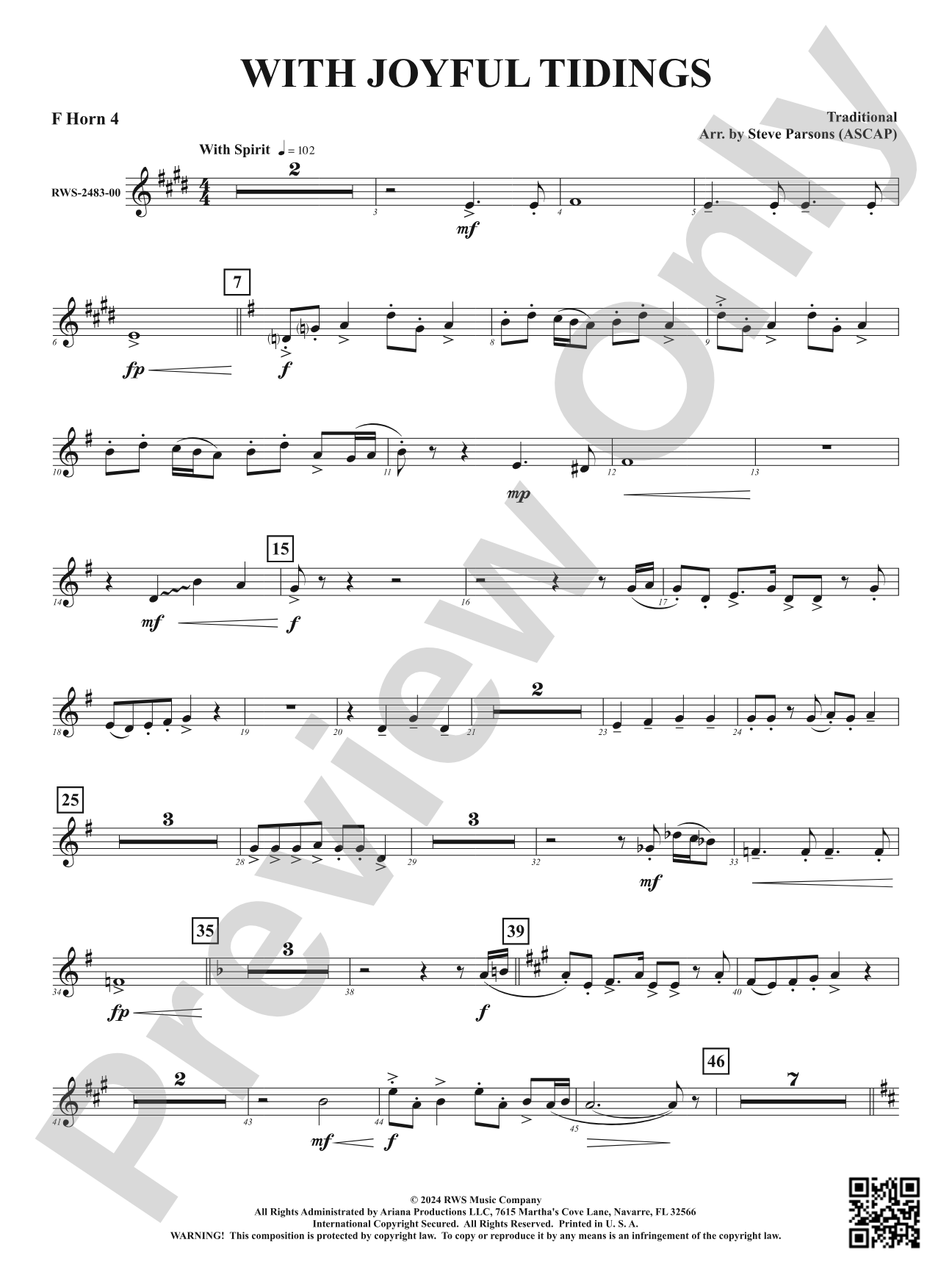 With Joyful Tidings: 4th F Horn