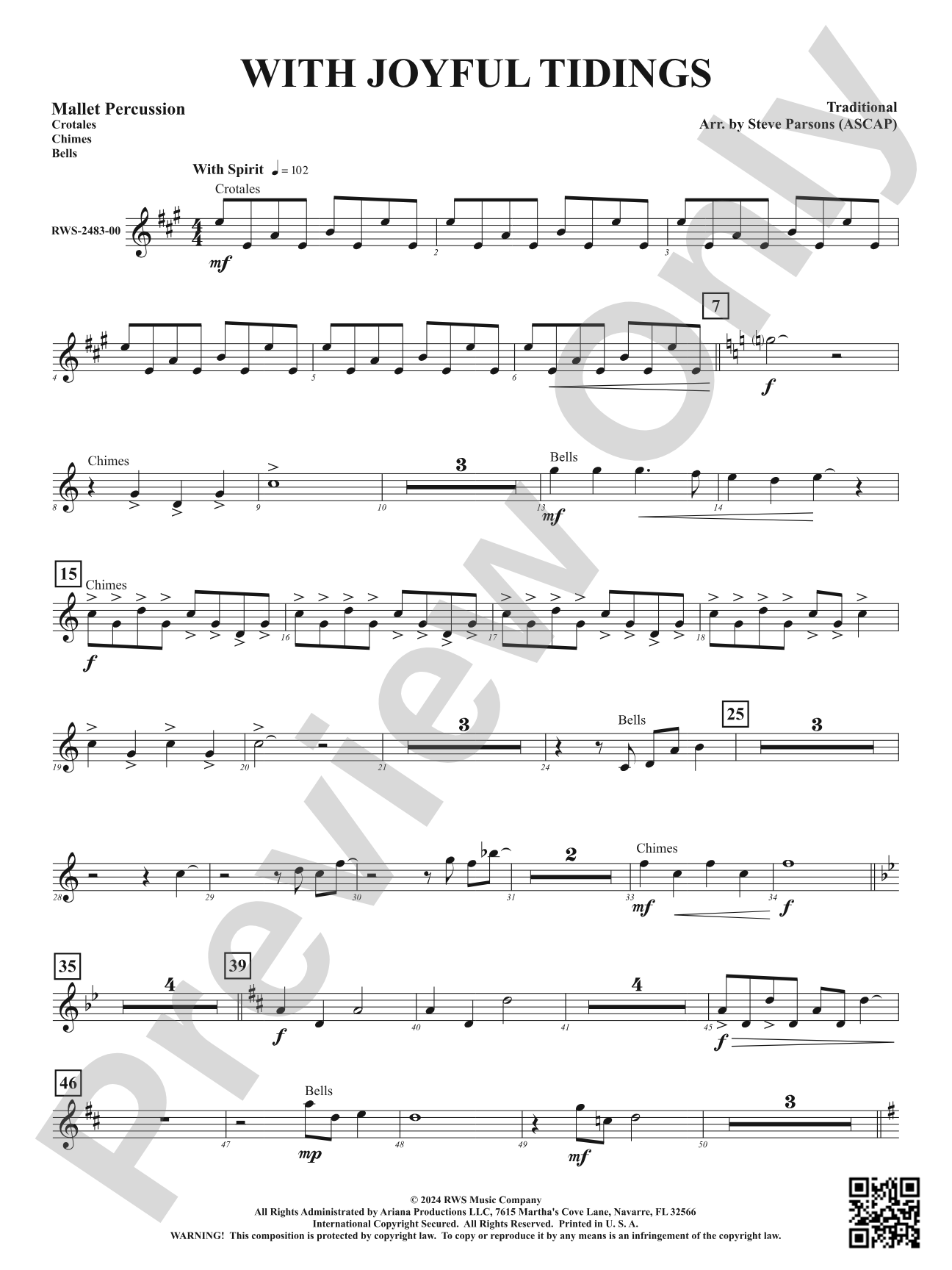 With Joyful Tidings: 1st Mallet Percussion