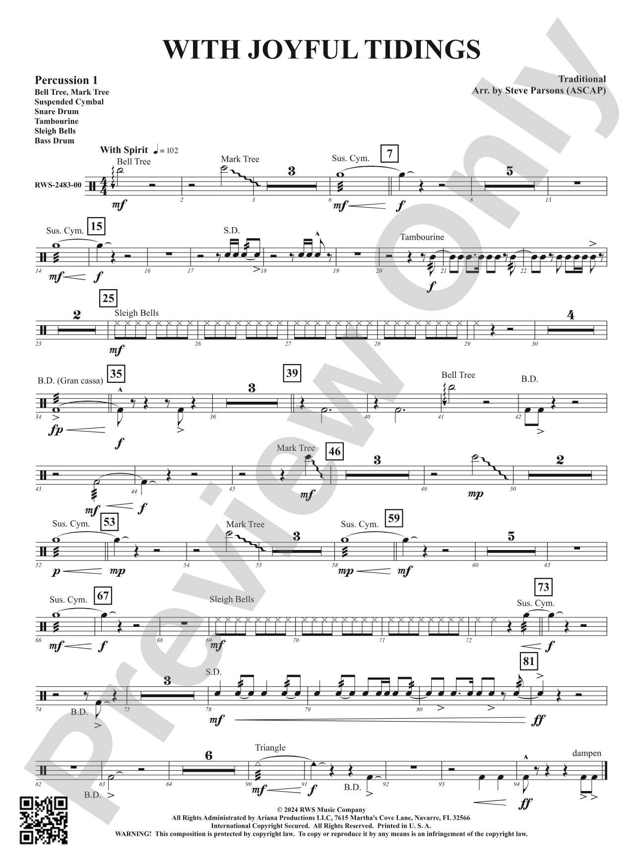 With Joyful Tidings: 1st Percussion