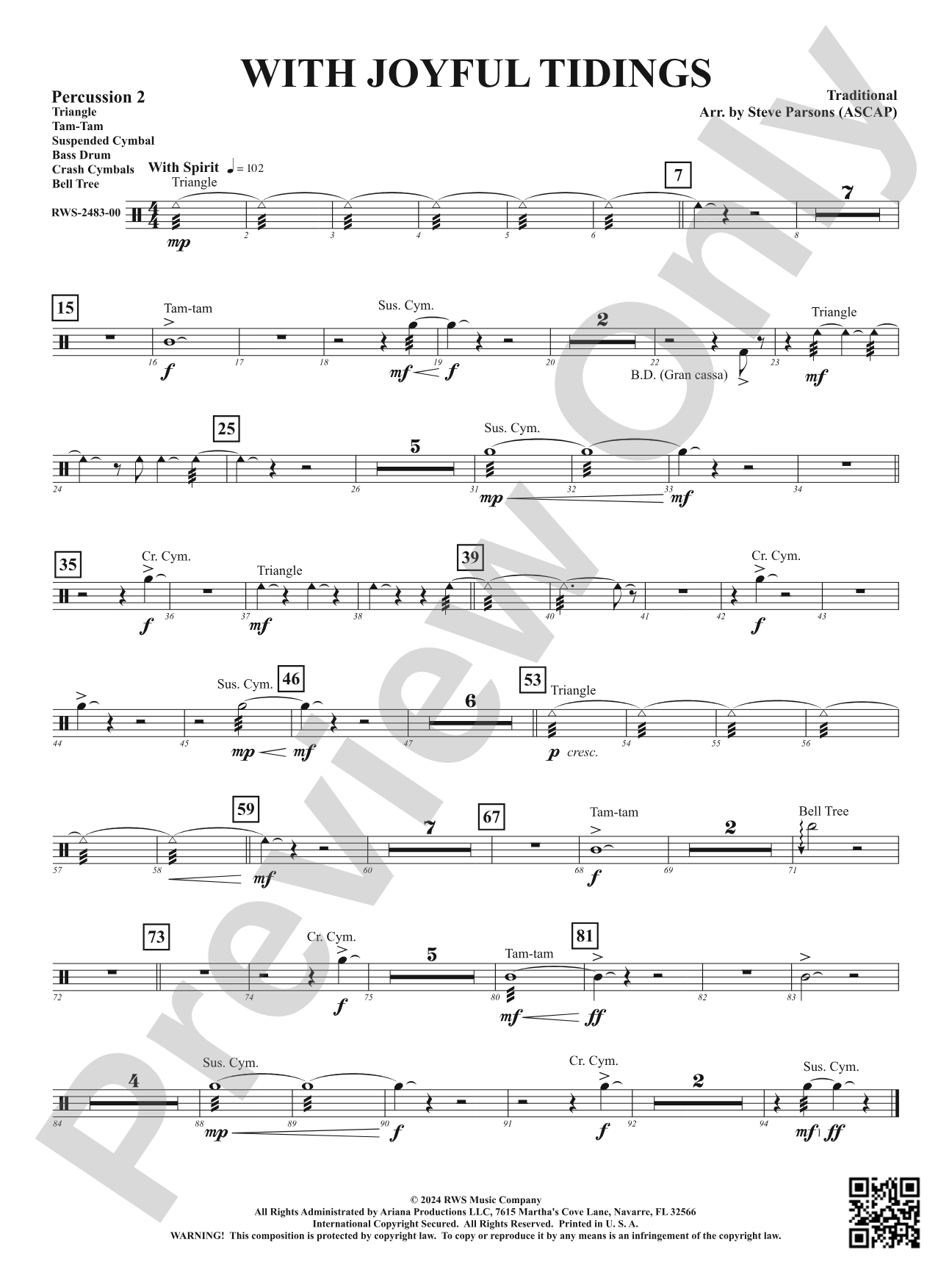 With Joyful Tidings: 2nd Percussion