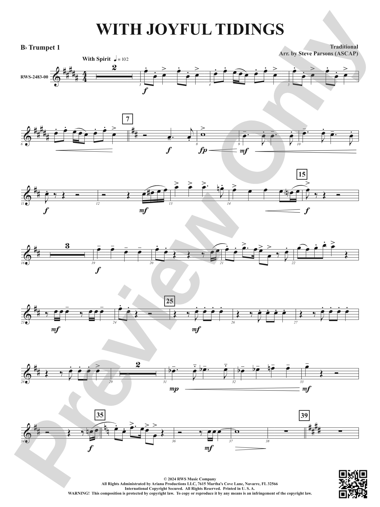 With Joyful Tidings: 1st B-flat Trumpet