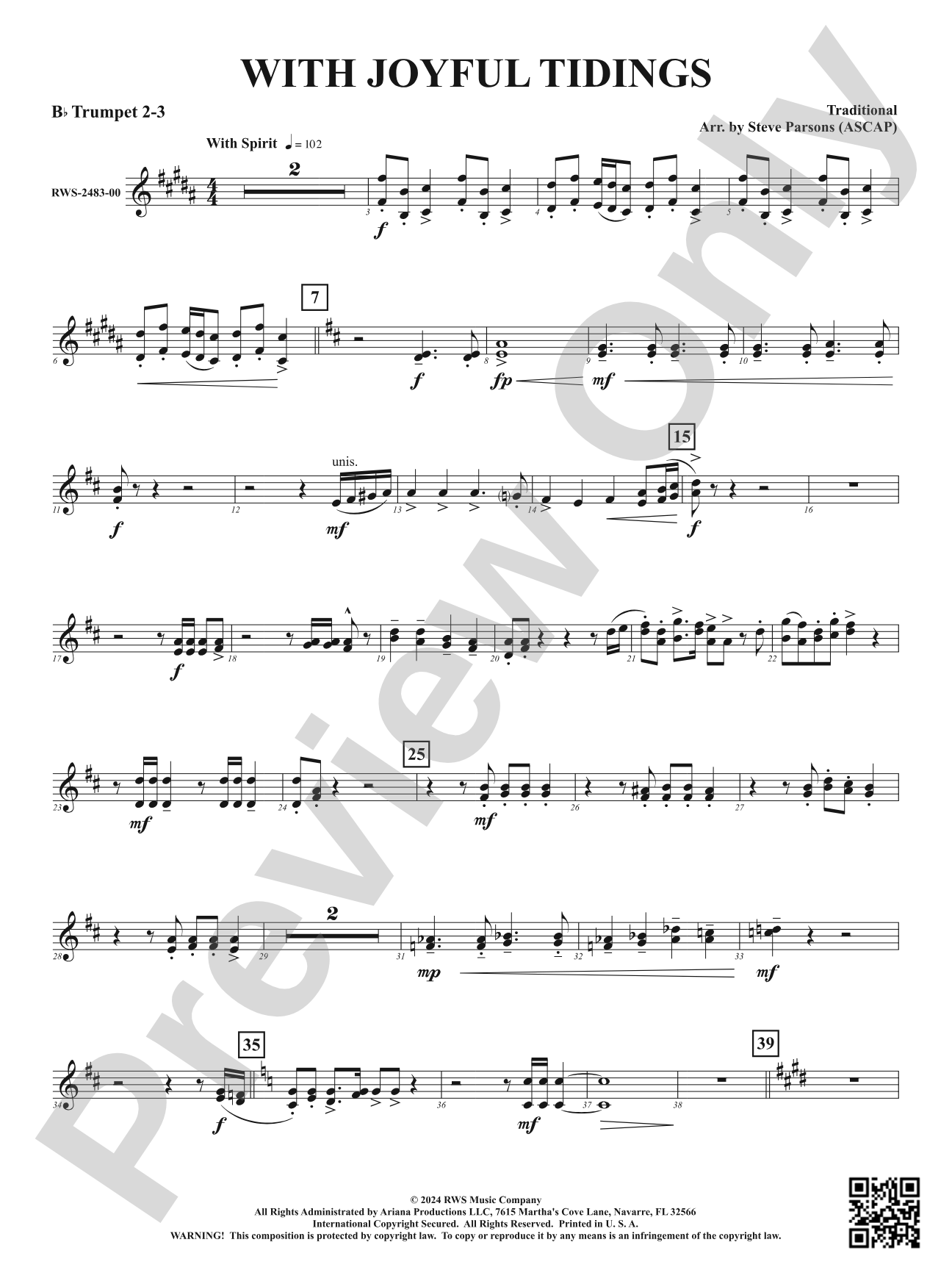 With Joyful Tidings: 2nd & 3rd Trumpet