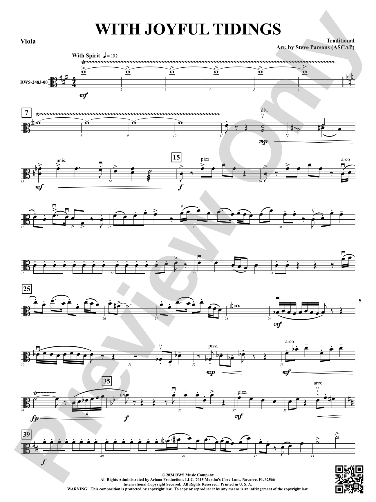 With Joyful Tidings: Viola