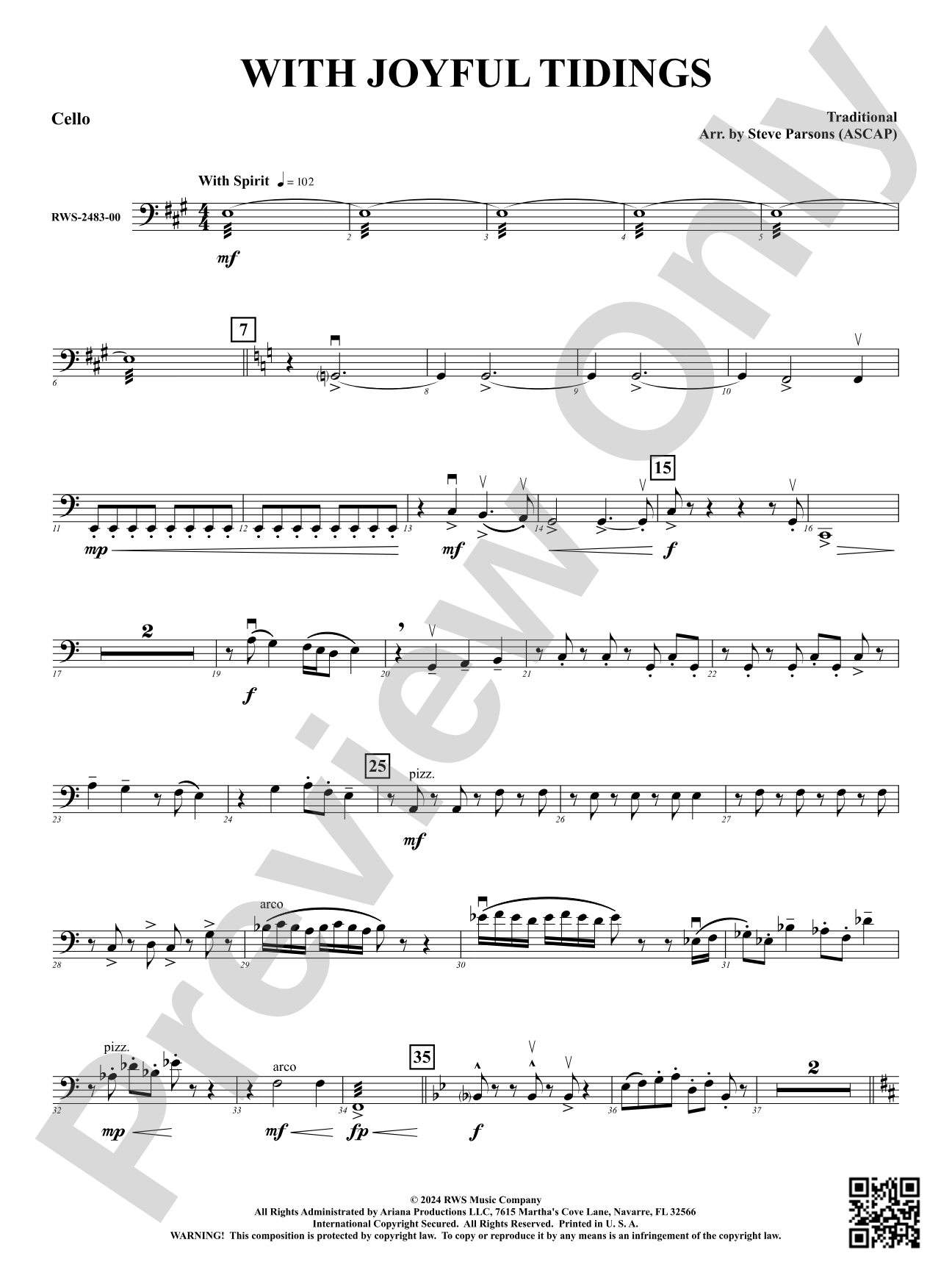 With Joyful Tidings: Cello