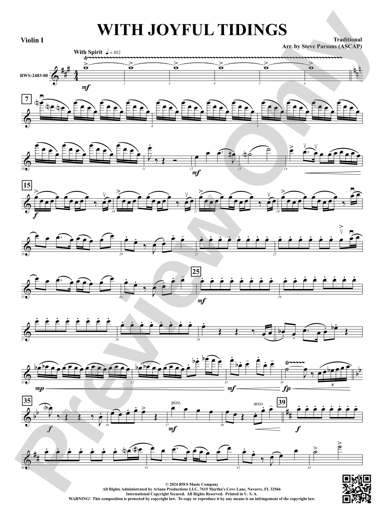With Joyful Tidings: 1st Violin